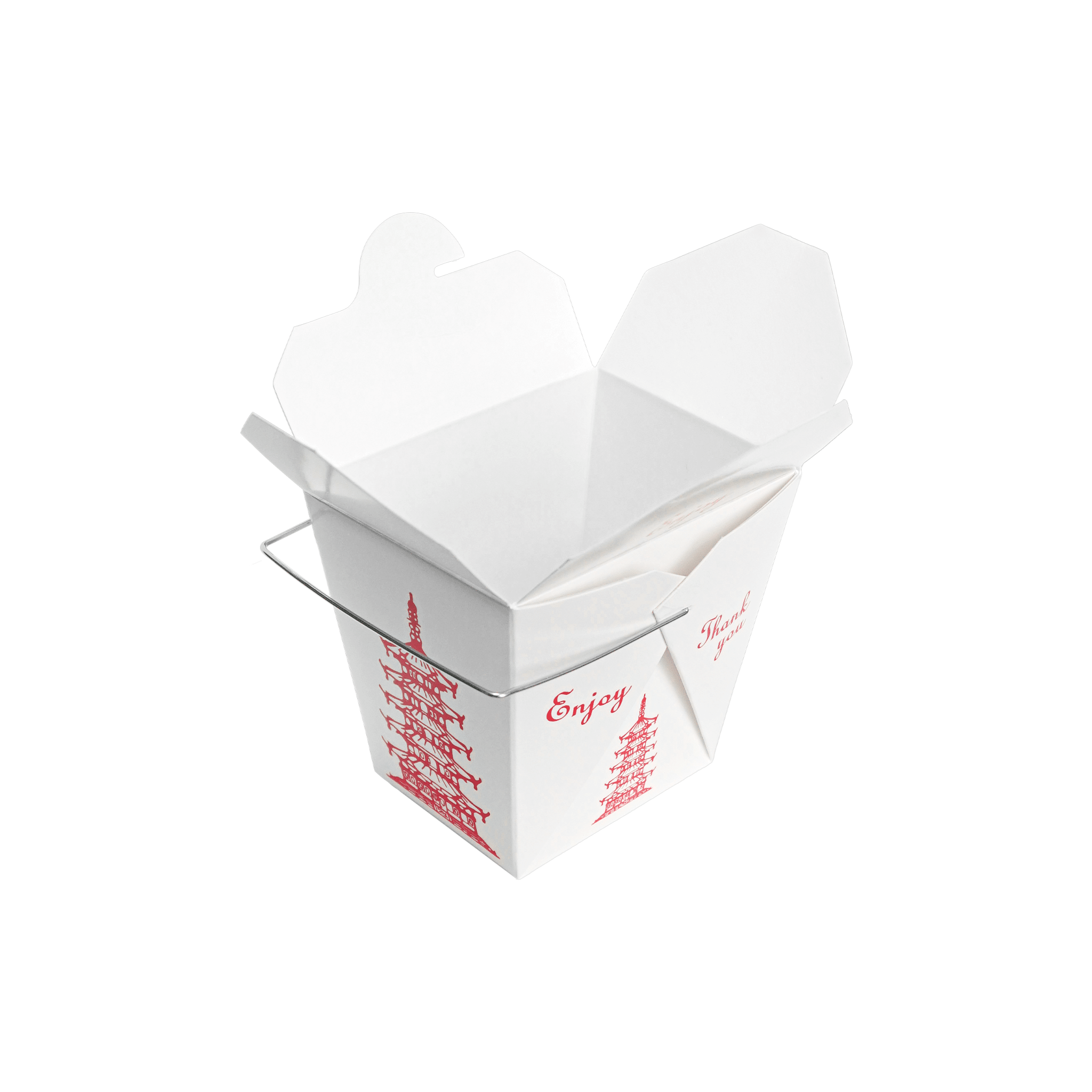 [500ct] 16oz Asian Paper Take - Out Container with Wire Handle | White - Biocean by Danube BlueBiocean