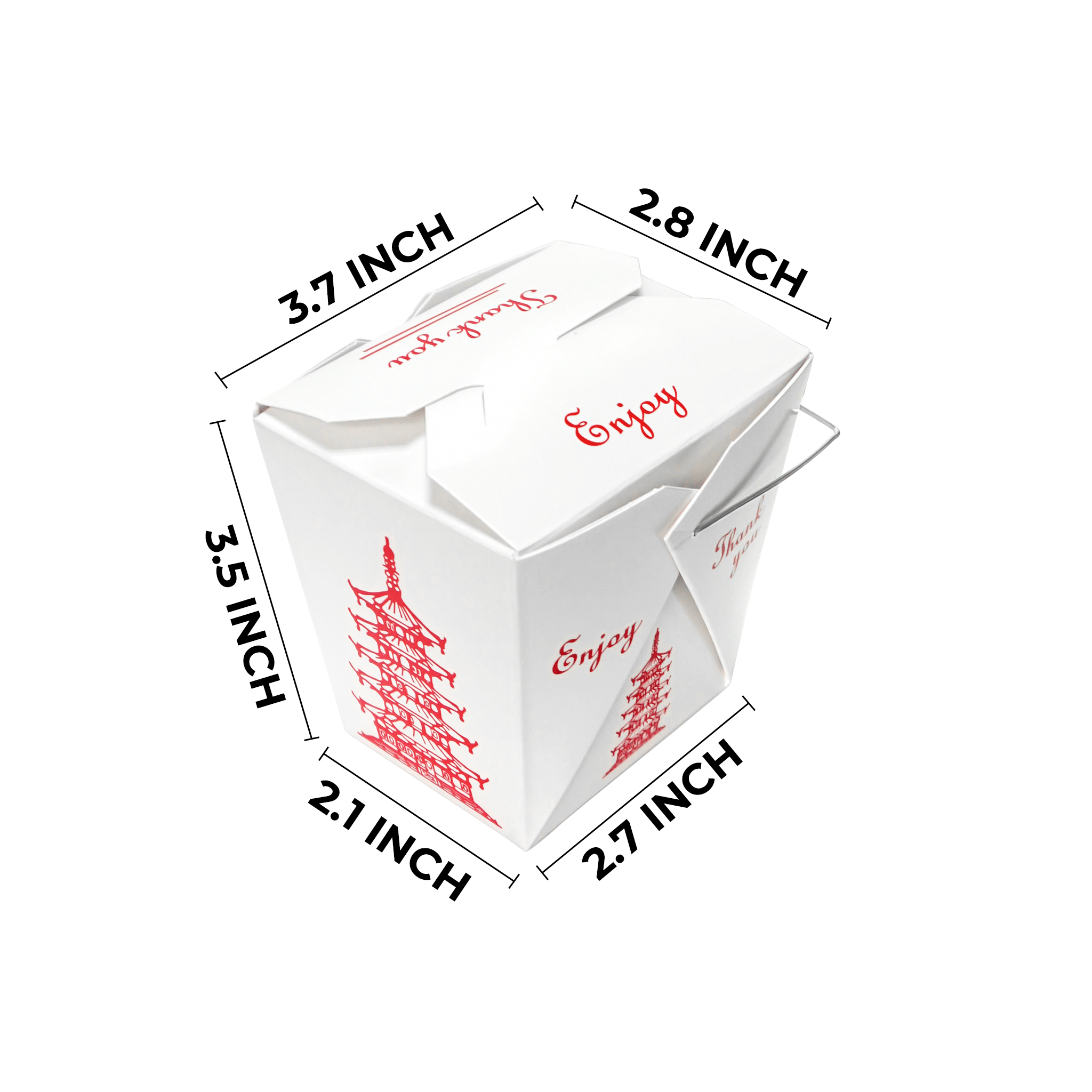 [500ct] 16oz Asian Paper Take - Out Container with Wire Handle | White - Biocean by Danube BlueBiocean