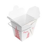 [500ct] 26oz Asian Paper Take - Out Container with Wire Handle | White - Biocean by Danube BlueBiocean
