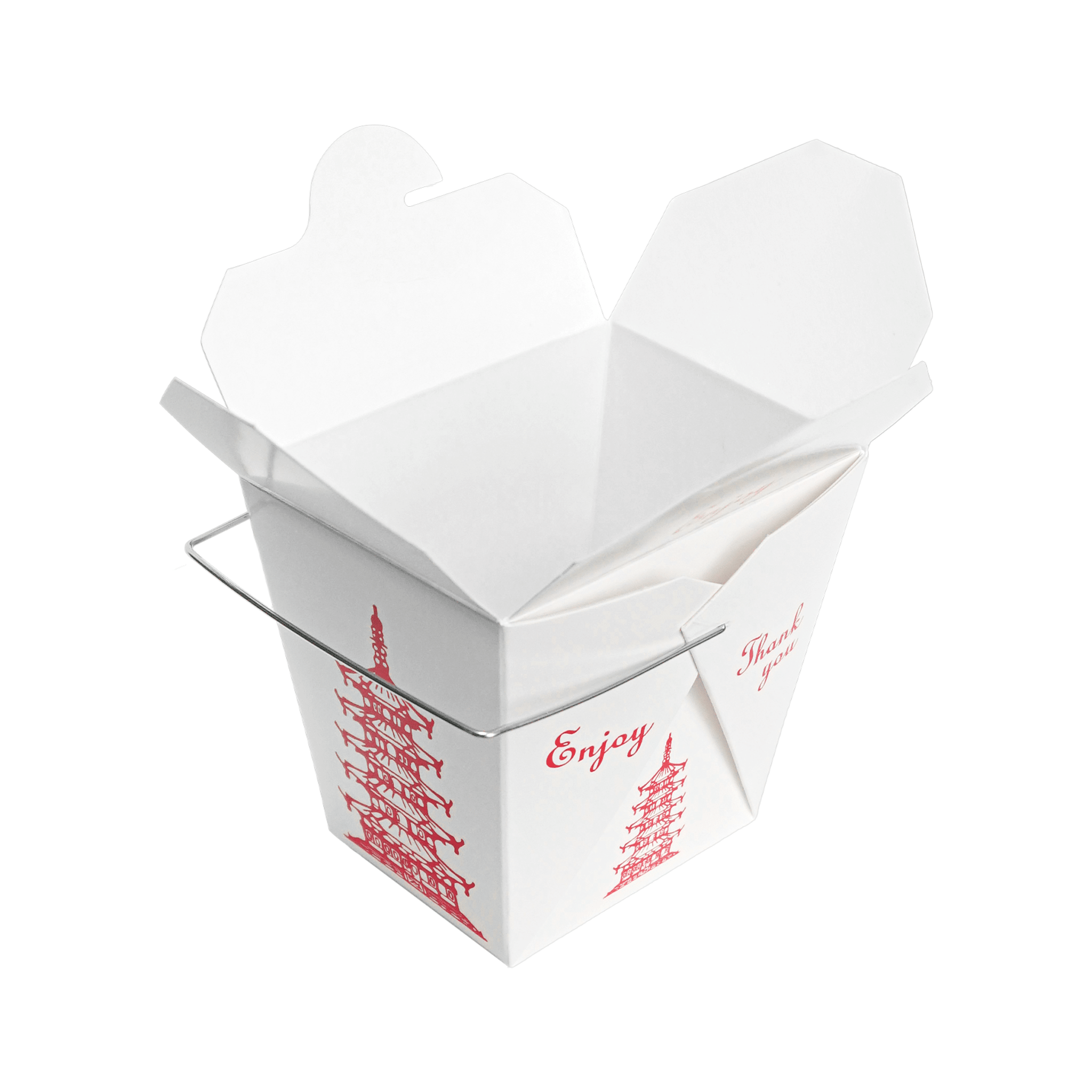 [500ct] 26oz Asian Paper Take - Out Container with Wire Handle | White - Biocean by Danube BlueBiocean