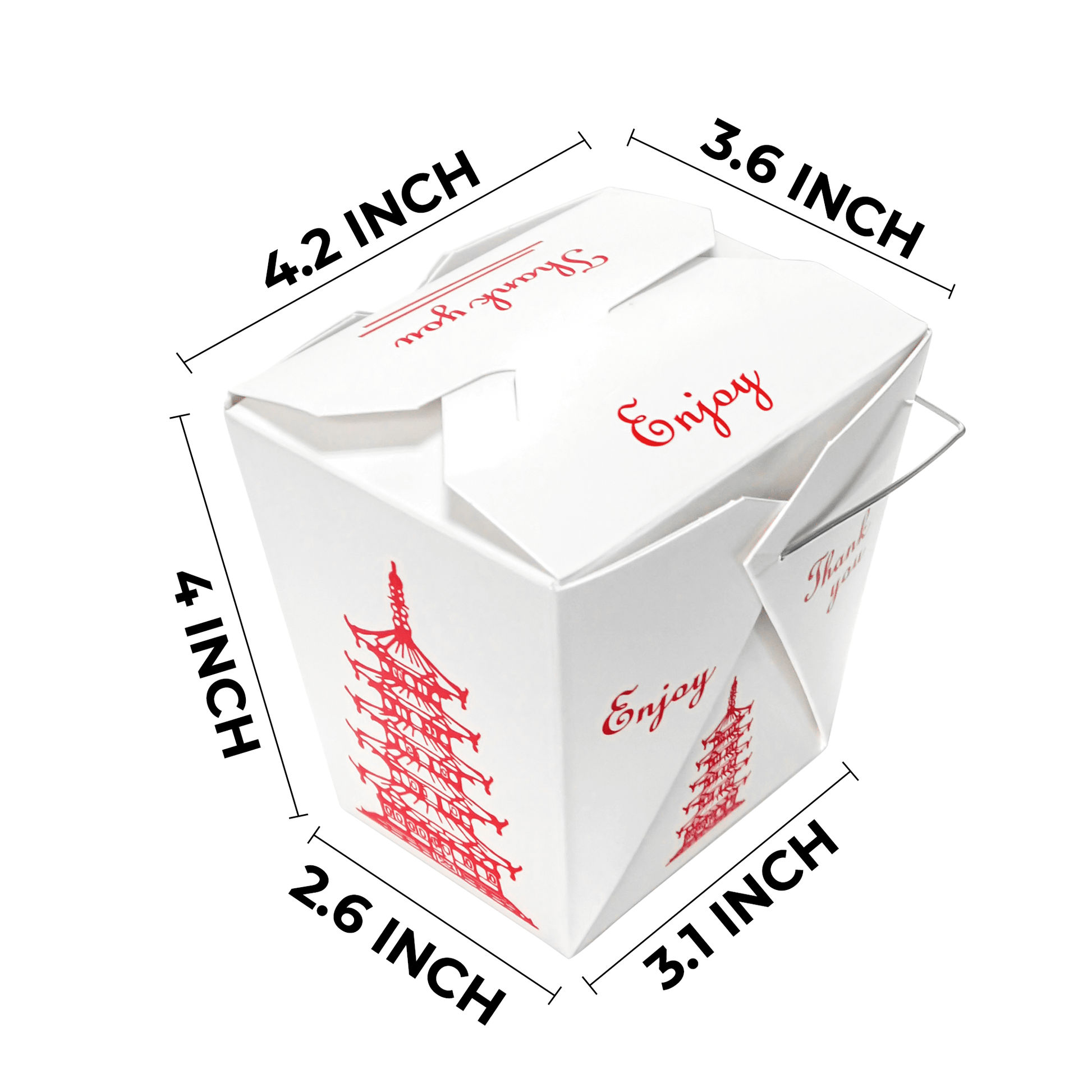 [500ct] 26oz Asian Paper Take - Out Container with Wire Handle | White - Biocean by Danube BlueBiocean