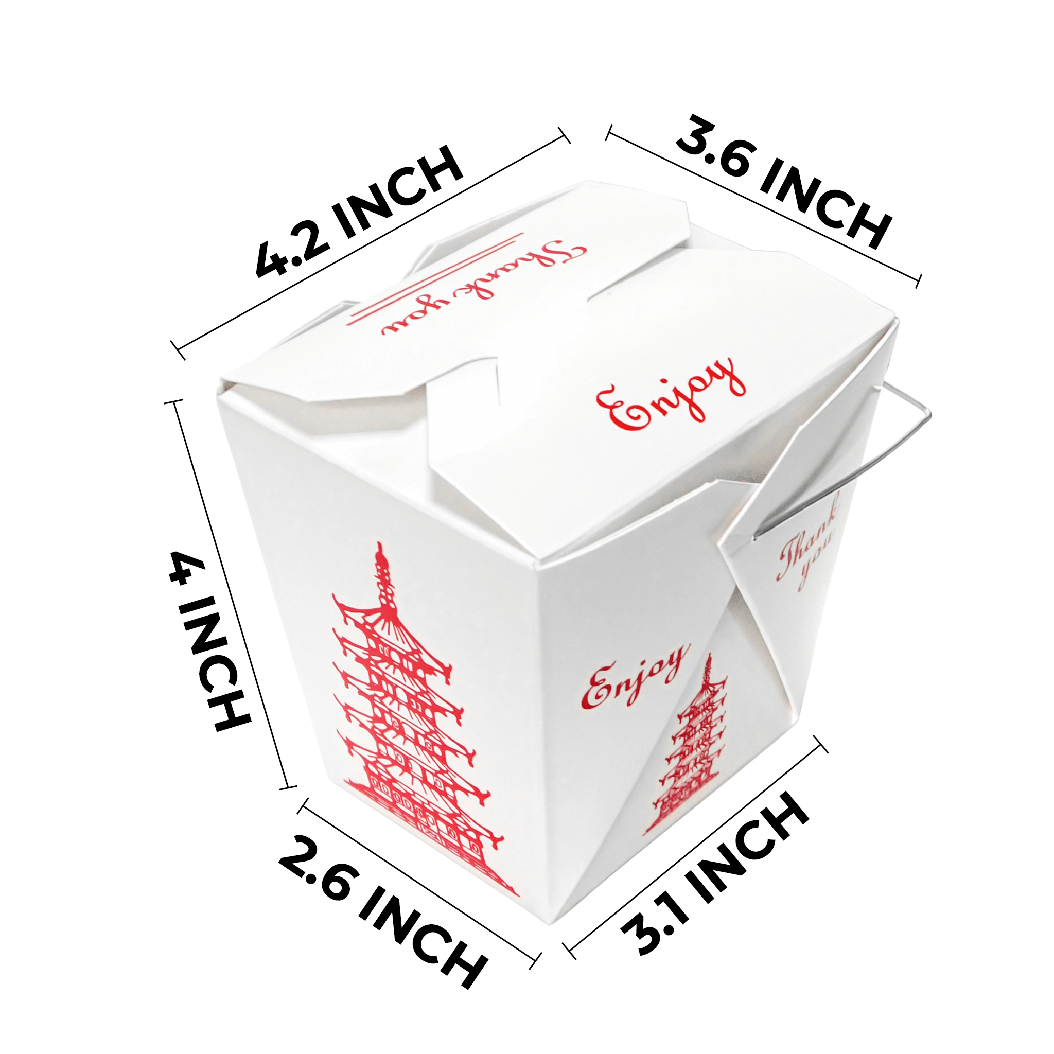 [500ct] 26oz Asian Paper Take - Out Container with Wire Handle | White - Biocean by Danube BlueBiocean