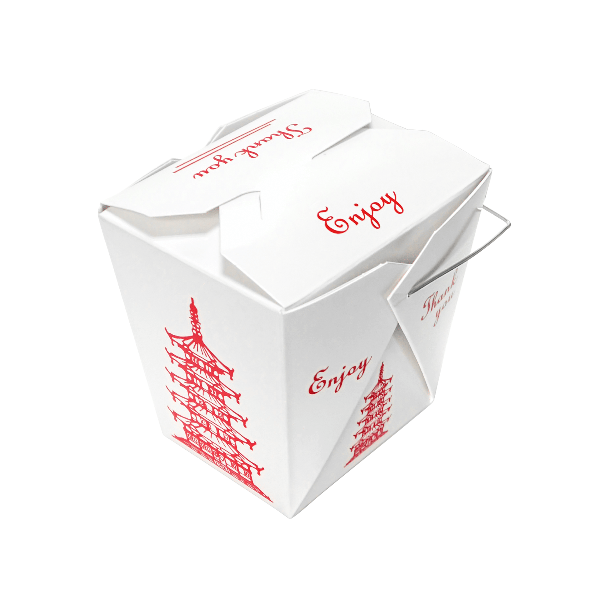 [500ct] 26oz Asian Paper Take - Out Container with Wire Handle | White - Biocean by Danube BlueBiocean
