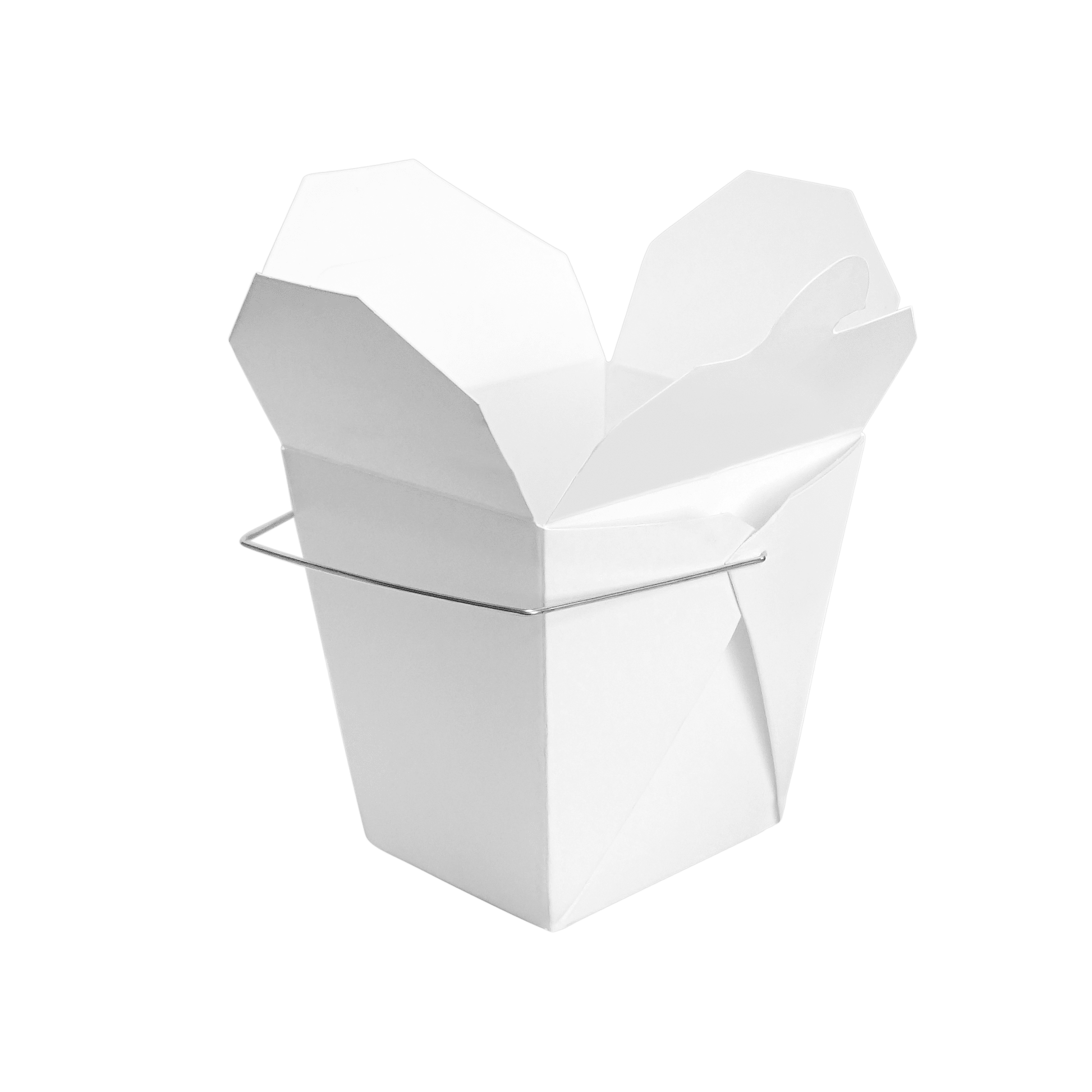[500ct] 26oz Paper Take - Out Container with Wire Handle | White - Biocean by Danube BlueBiocean