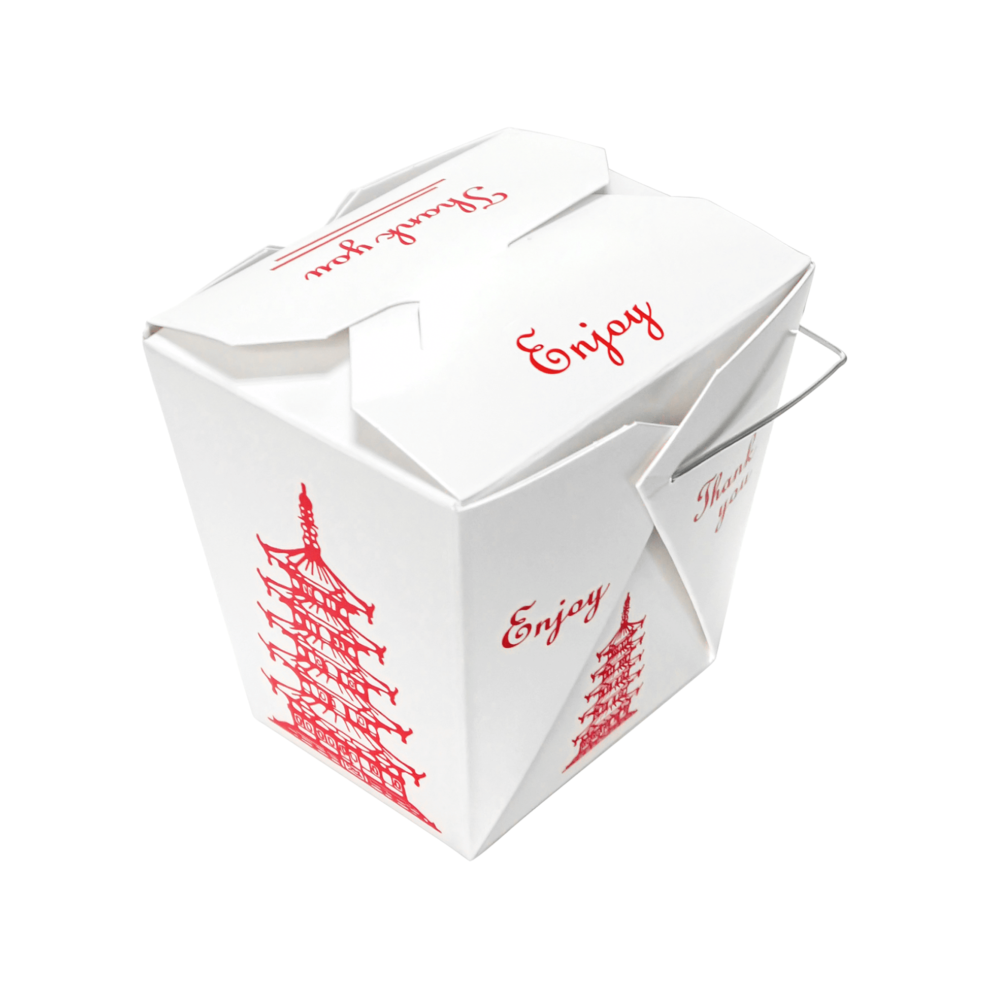 [500ct] 32oz Asian Paper Take - Out Container with Wire Handle | White - Biocean by Danube BlueBiocean