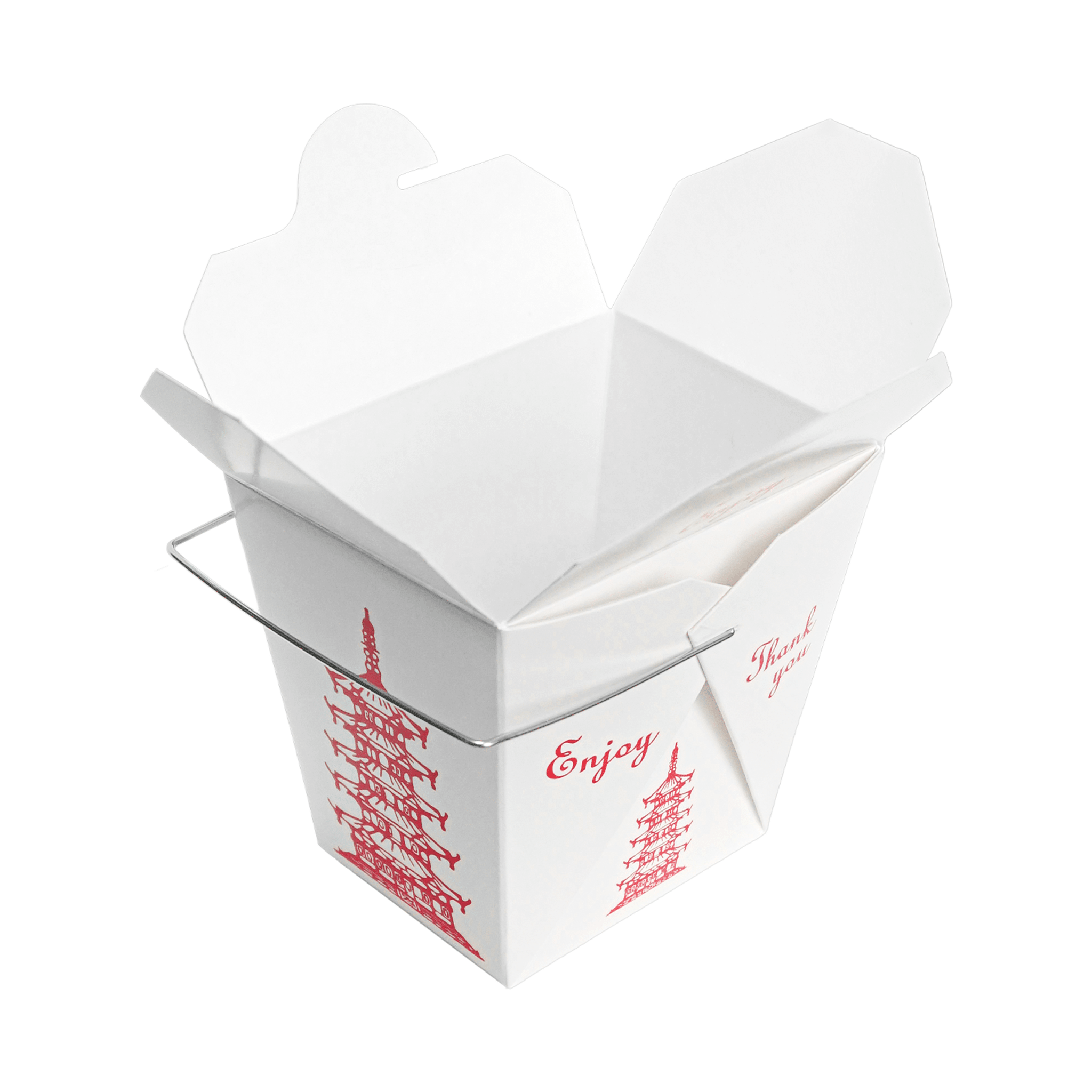 [500ct] 32oz Asian Paper Take - Out Container with Wire Handle | White - Biocean by Danube BlueBiocean