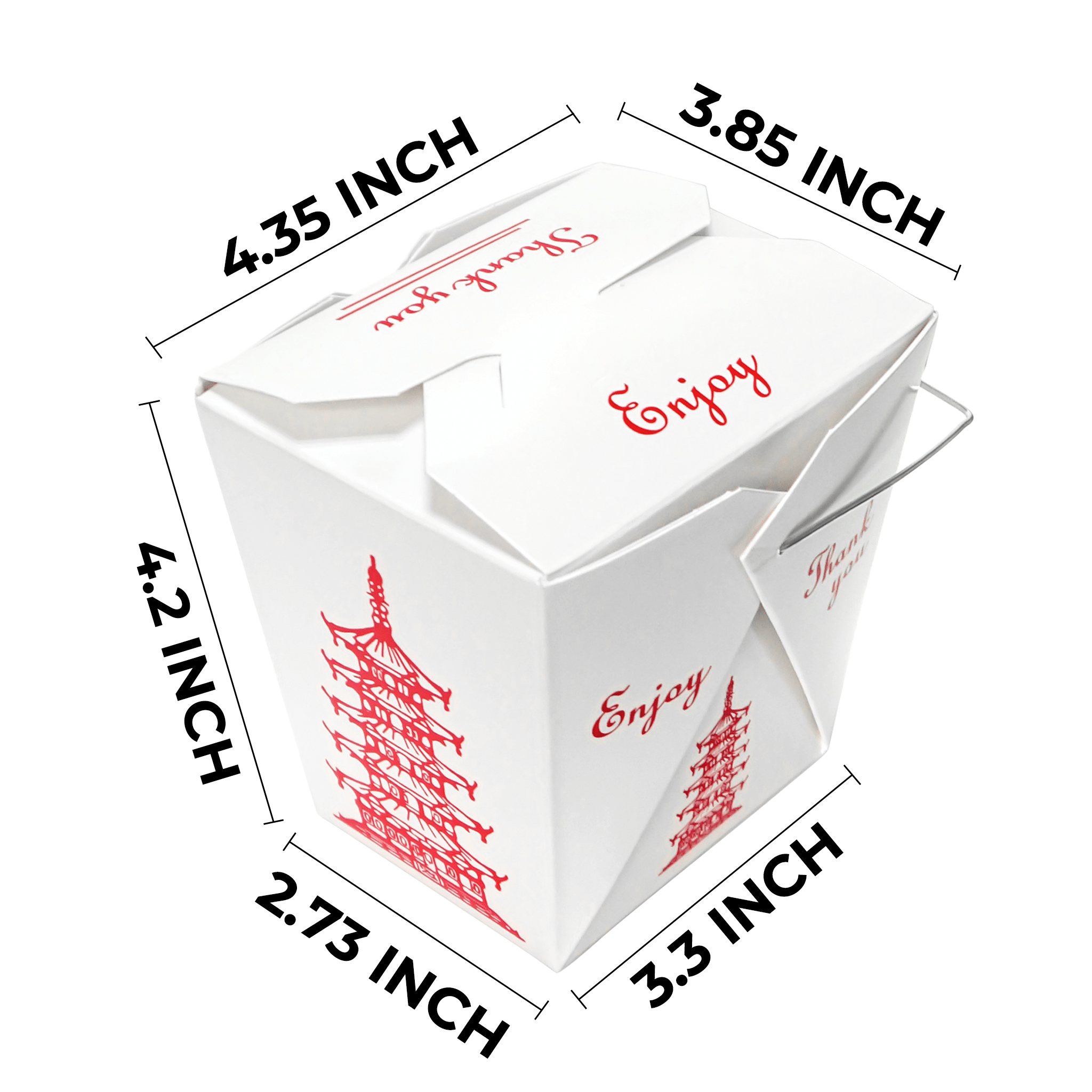 [500ct] 32oz Asian Paper Take - Out Container with Wire Handle | White - Biocean by Danube BlueBiocean