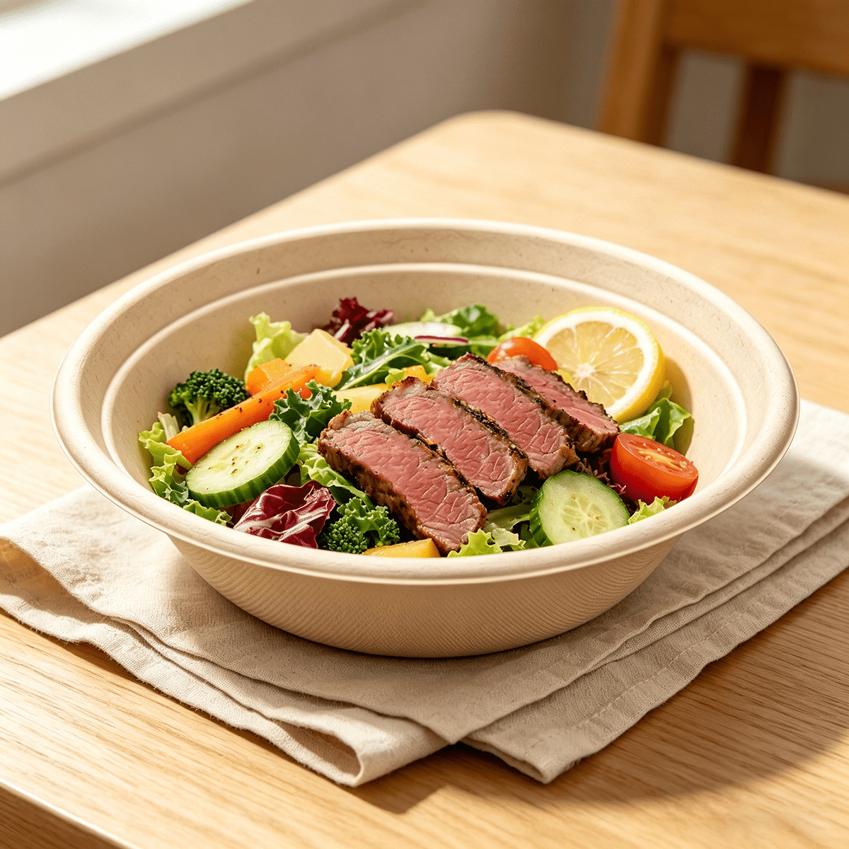 [500ct] 32oz Compostable Bagasse Bowls | Round | Natural - Biocean by Danube BlueBiocean