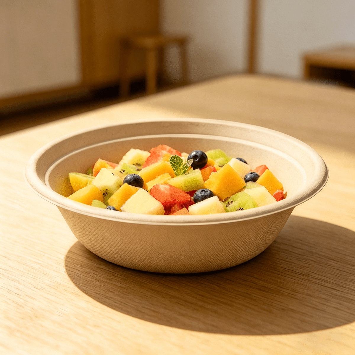 [500ct] 32oz Compostable Bagasse Bowls | Round | Natural - Biocean by Danube BlueBiocean