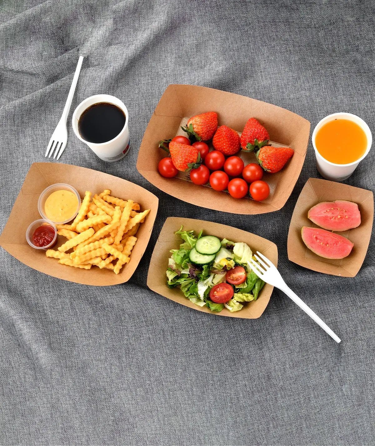 [500ct] 5lb Kraft Paper Food Trays - Biocean by Danube BlueBiocean