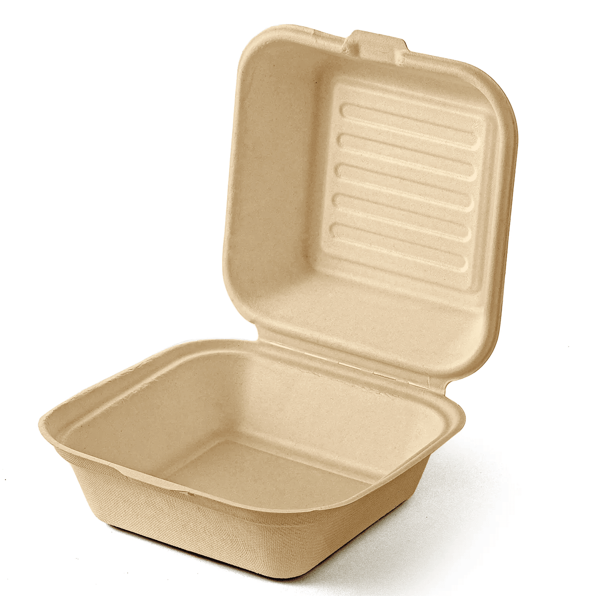 [500ct] 6" x 6" x 3"Sugarcane Bagasse Take - 0ut Box | Natural - Biocean by Danube BlueBiocean