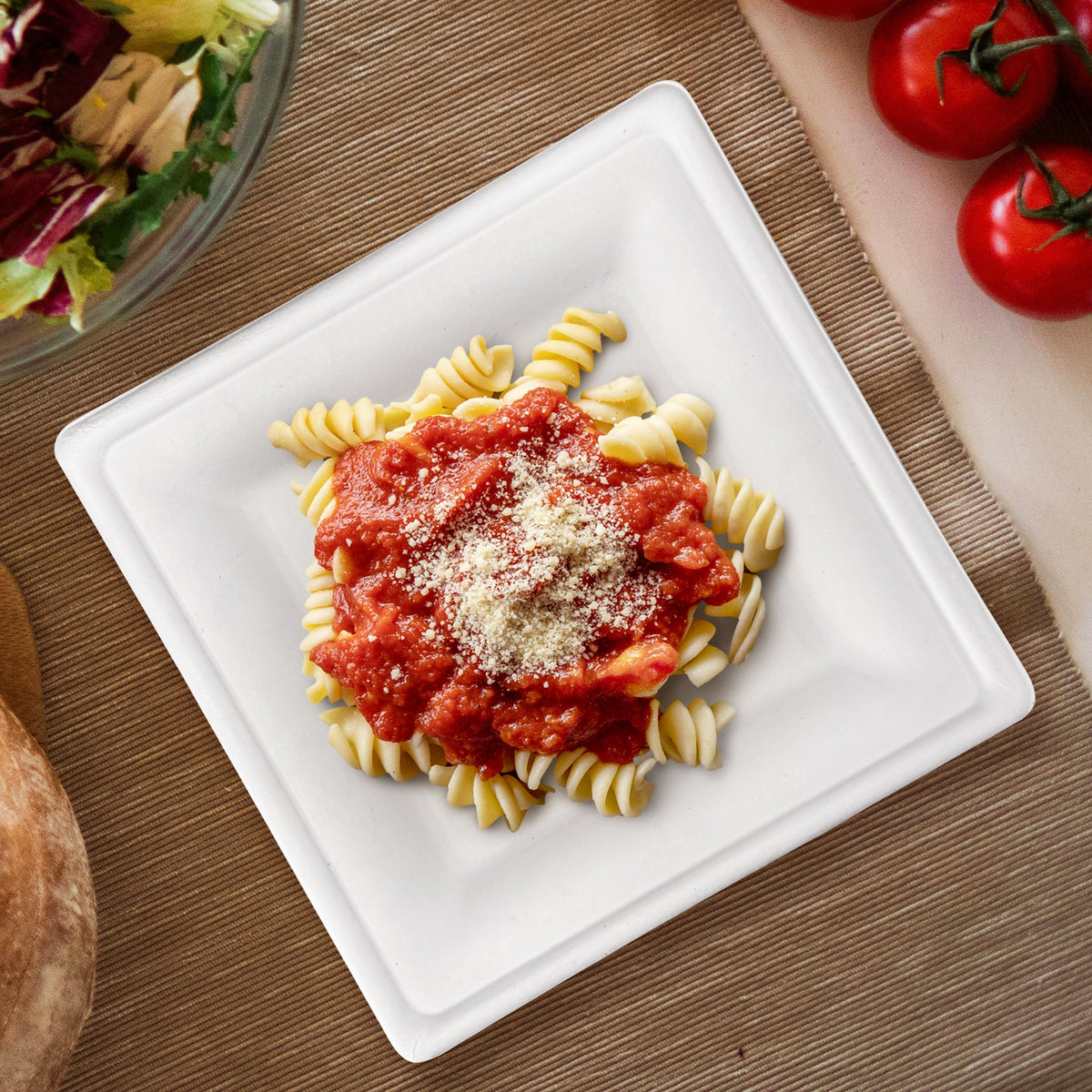 [500ct] 6"x6" Eco-Friendly Bagasse Plates | Square | White - Biocean by Danube BlueBiocean