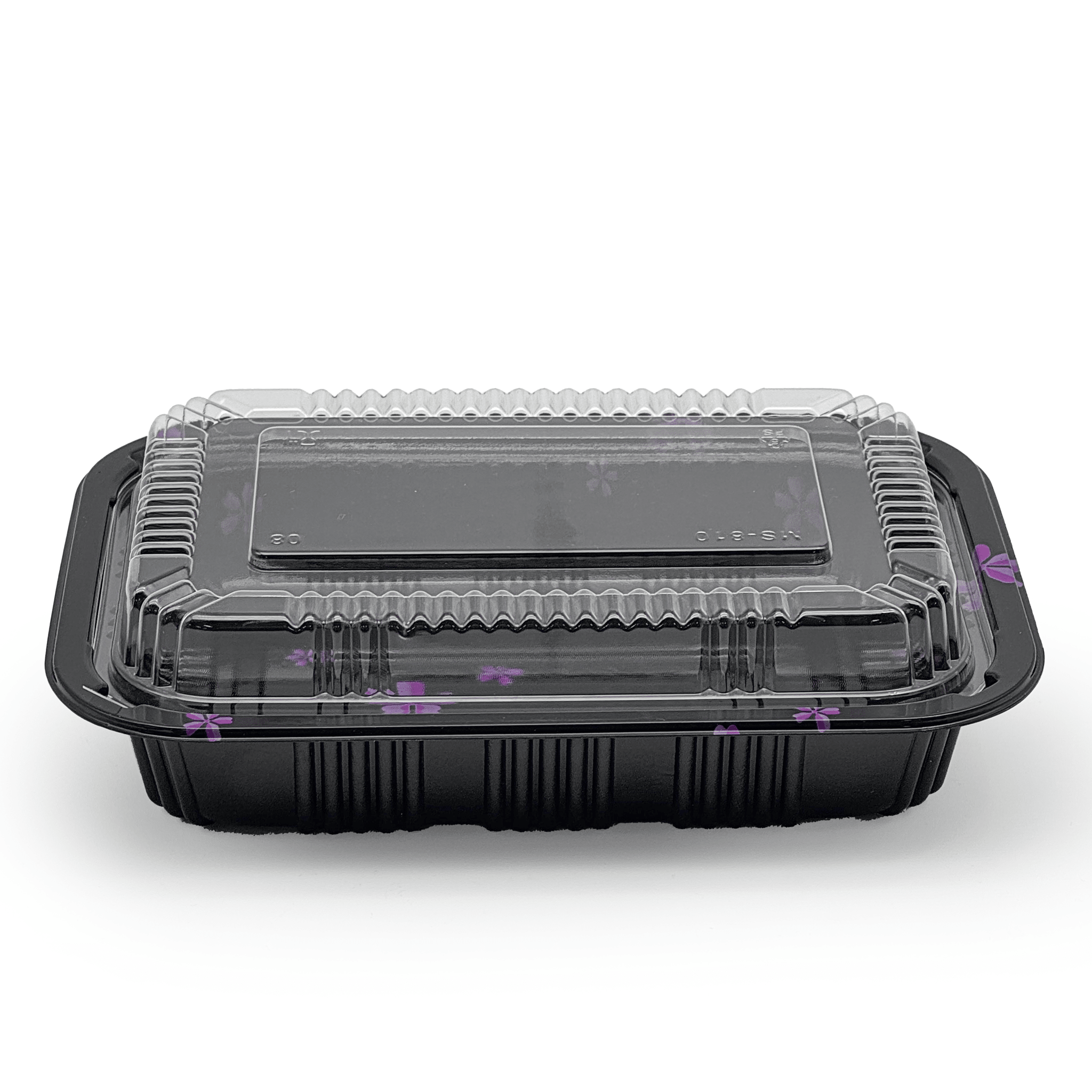 [500ct] 7 7/25" x 5 1/4" PS Plastic Rectangular Food Containers & Lids | Black - Biocean by Danube BlueBiocean