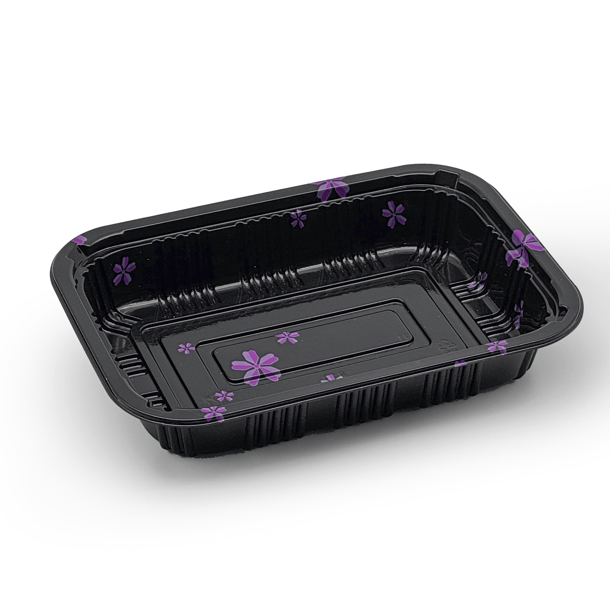 [500ct] 7 7/25" x 5 1/4" PS Plastic Rectangular Food Containers & Lids | Black - Biocean by Danube BlueBiocean