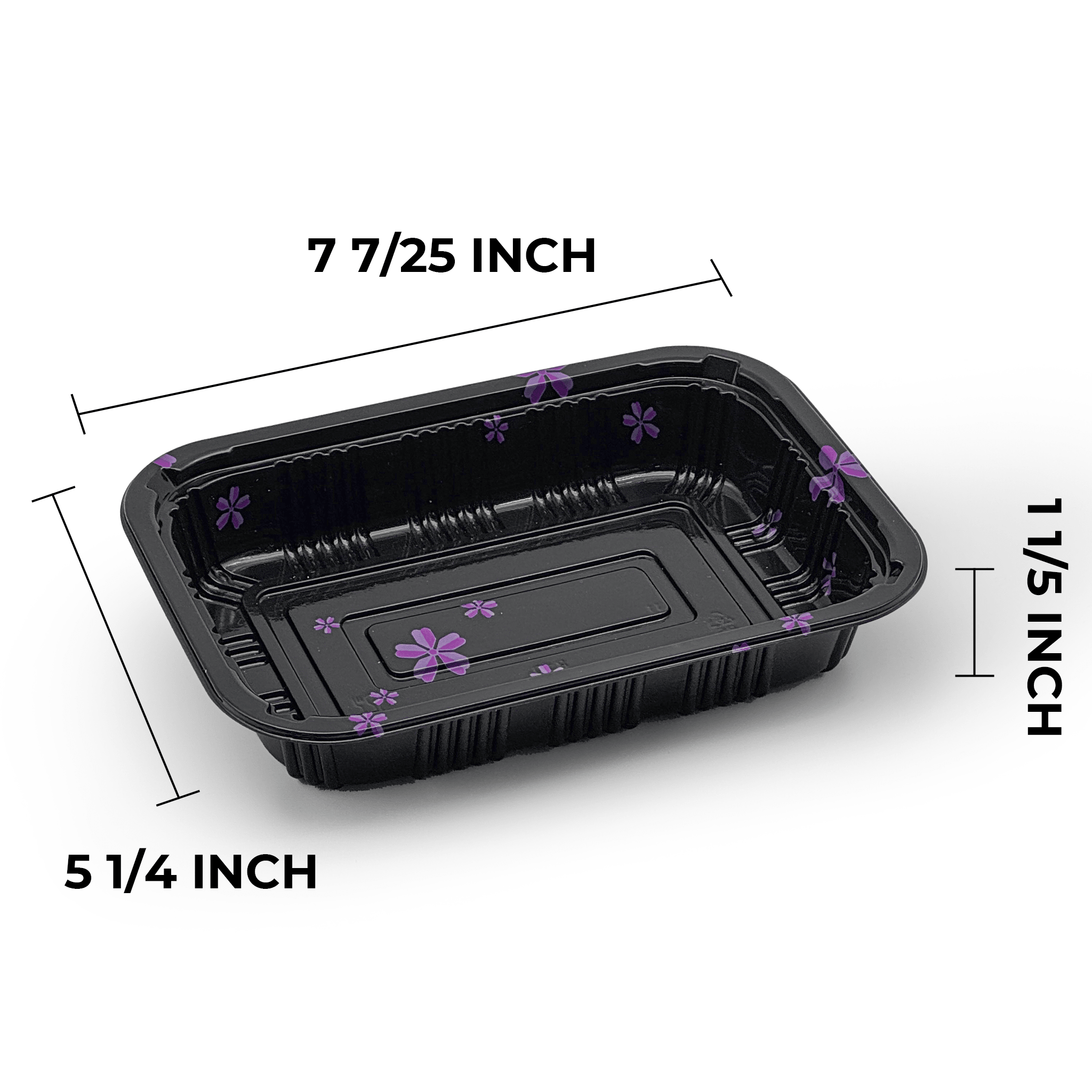 [500ct] 7 7/25" x 5 1/4" PS Plastic Rectangular Food Containers & Lids | Black - Biocean by Danube BlueBiocean