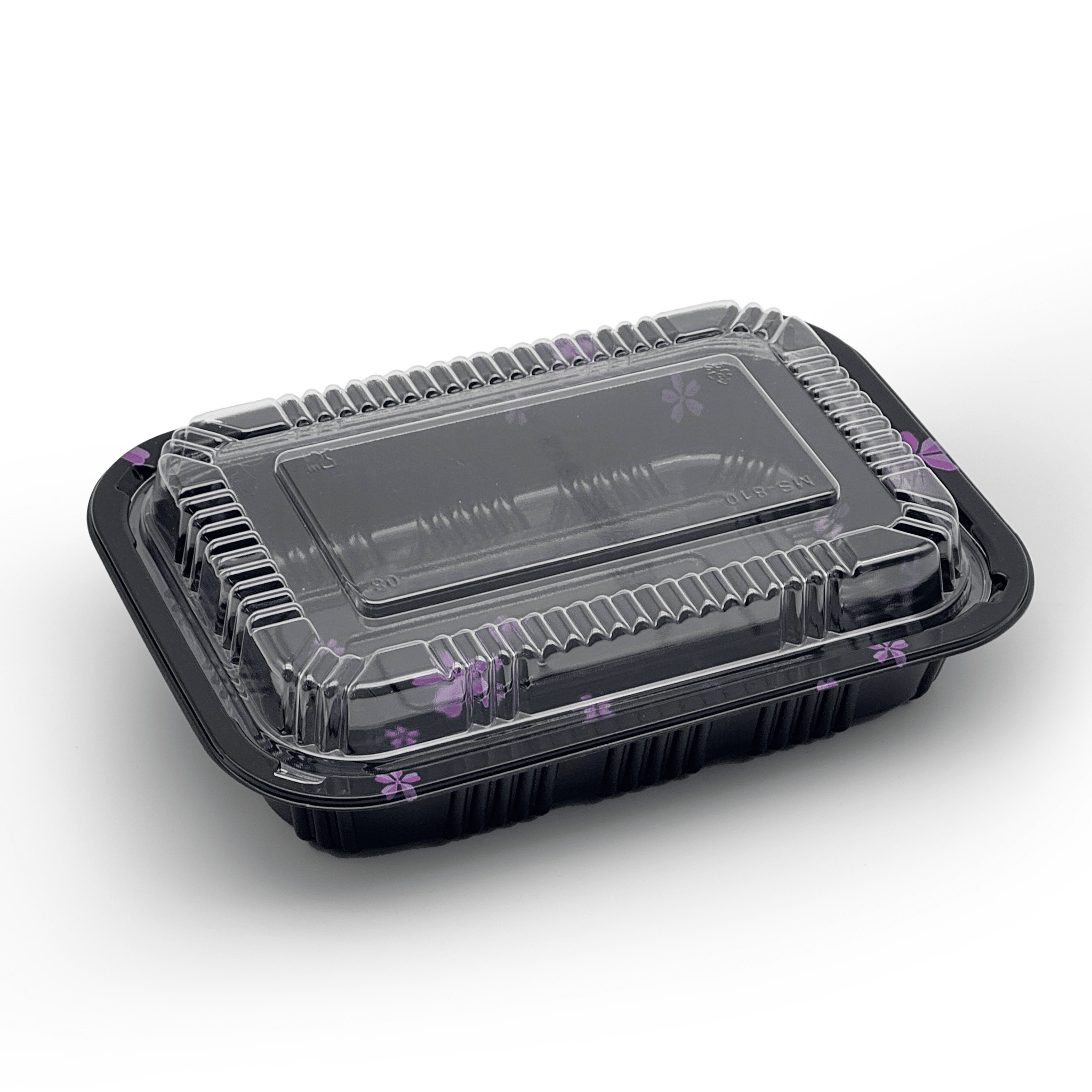 [500ct] 7 7/25" x 5 1/4" PS Plastic Rectangular Food Containers & Lids | Black - Biocean by Danube BlueBiocean