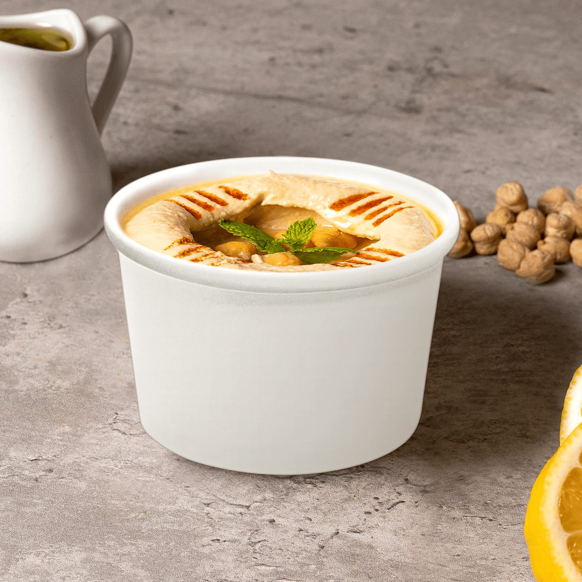 [500ct] 8oz Paper Food Cup | White - Biocean by Danube BlueBiocean