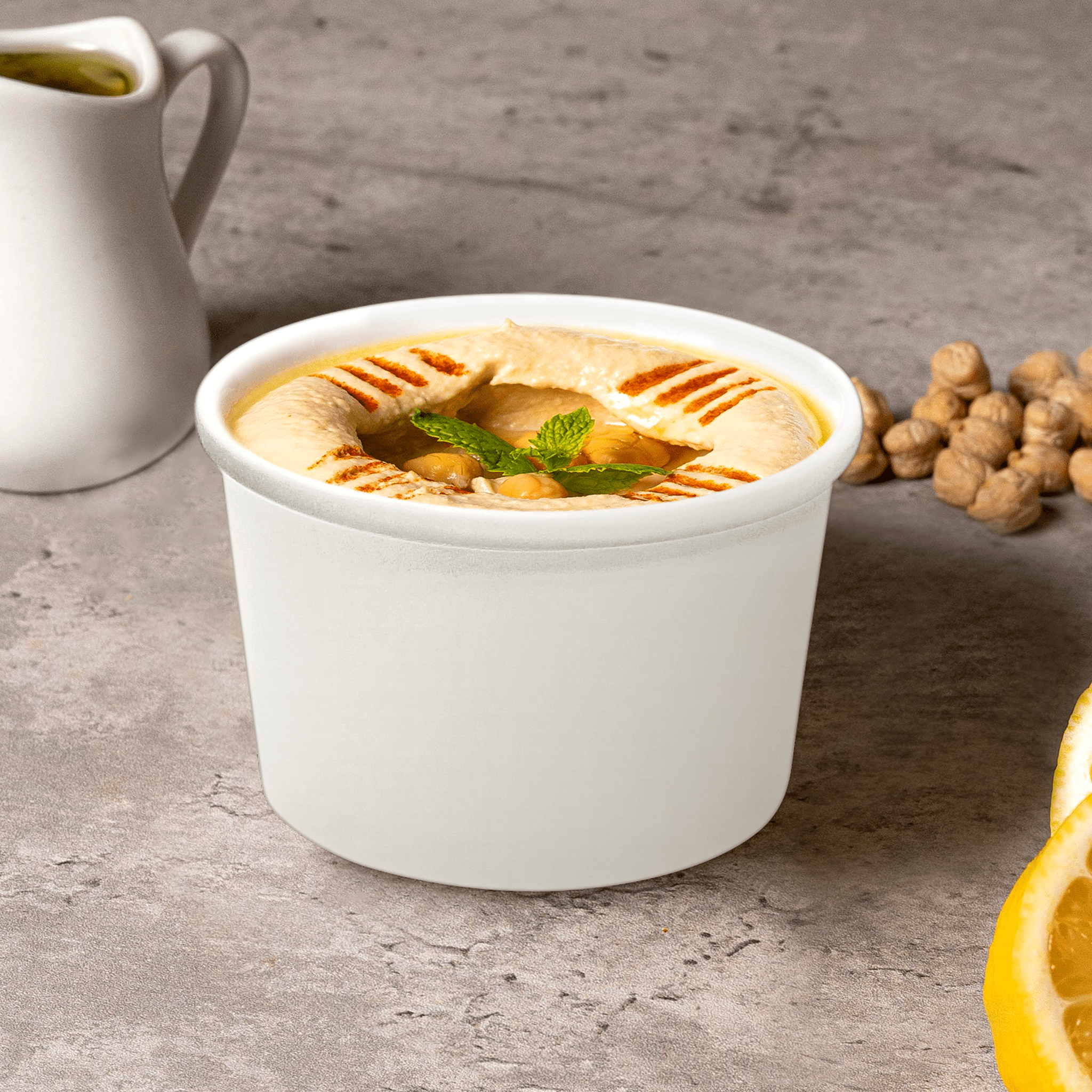 [500ct] 8oz Paper Food Cup | White - Biocean by Danube BlueBiocean