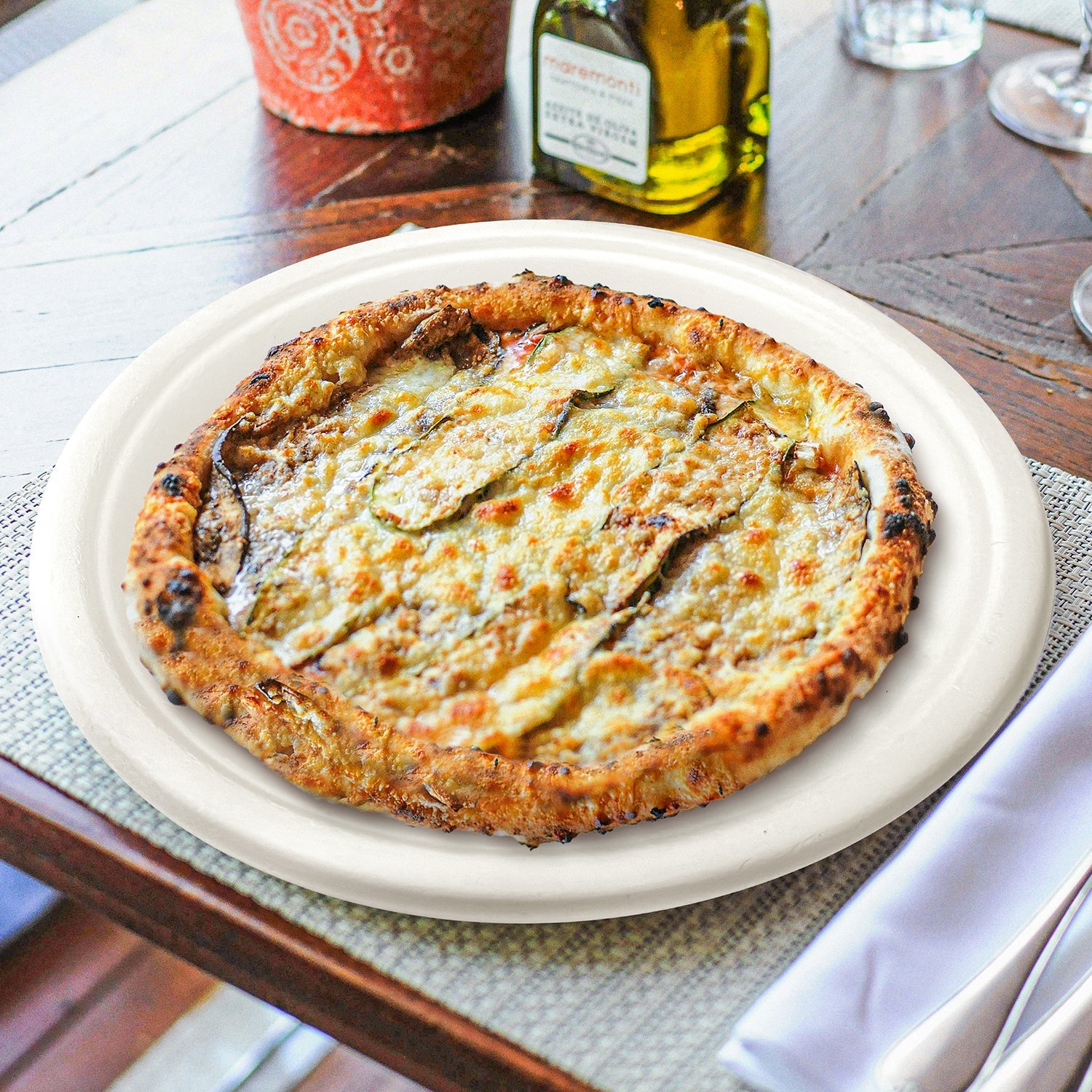 [500ct] Danube Blue 10" Compostable Bagasse Plates | Round | White - Biocean by Danube BlueBiocean