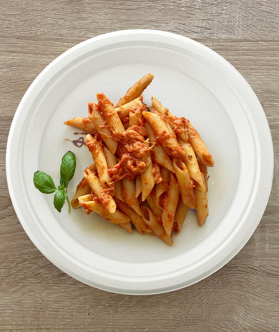 [500ct] Danube Blue 10" Compostable Bagasse Plates | Round | White - Biocean by Danube BlueBiocean