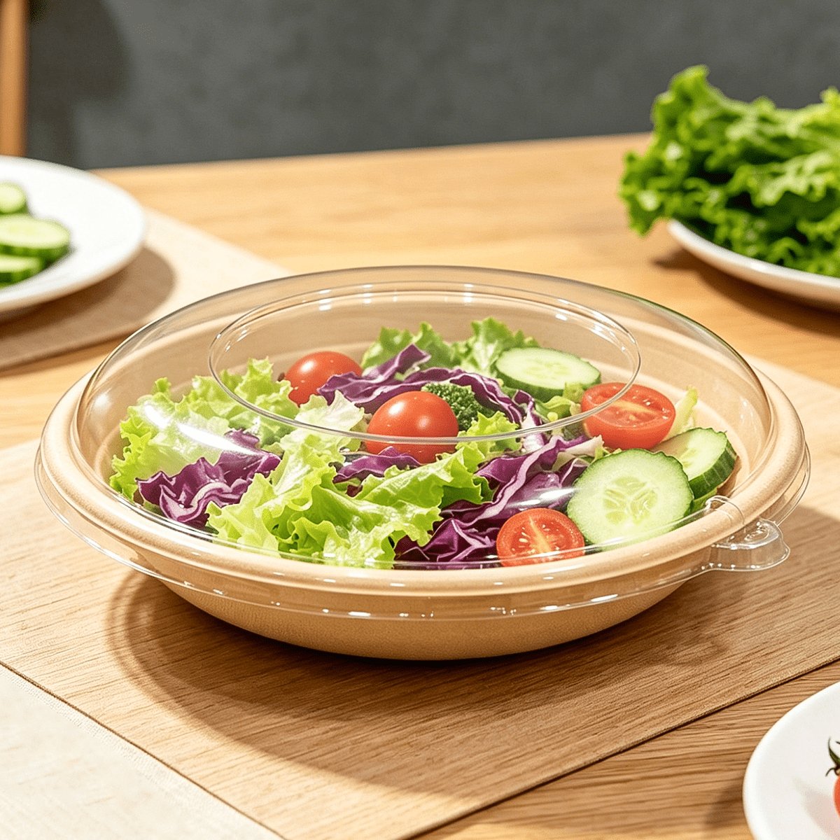 [500ct] PET Dome Lids for 24/32 oz. Bagasse Bowls | Clear - Biocean by Danube BlueBiocean