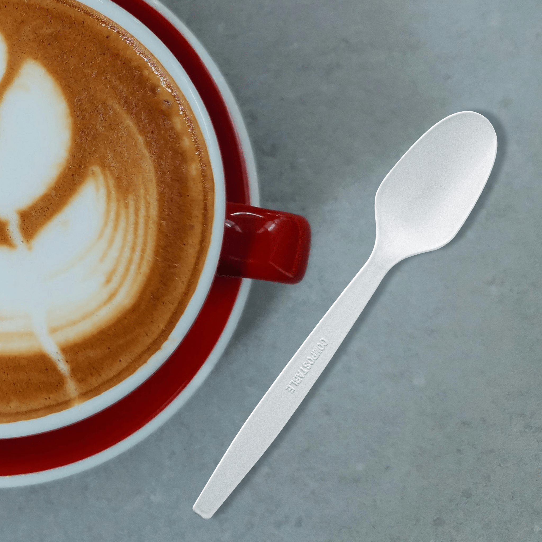 [500ct] PLA Heavy Weight Tea Spoons with a Free Eco Bag | White - Biocean by Danube BlueBiocean