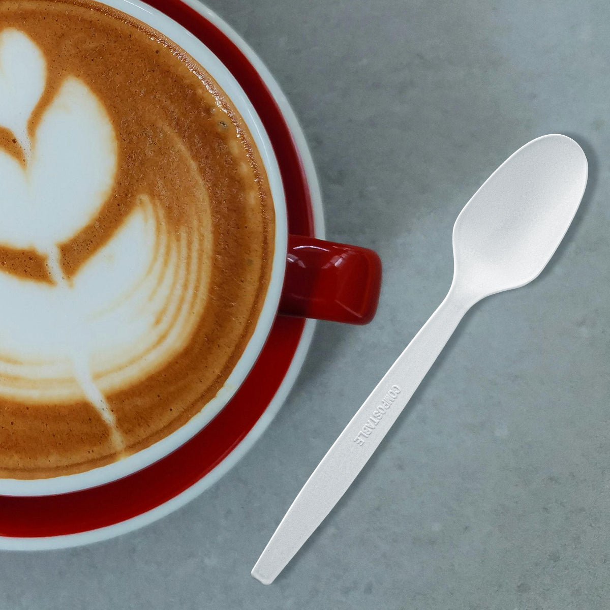[500ct] PLA Heavy Weight Wrapped Tea Spoons | White - Biocean by Danube BlueBiocean