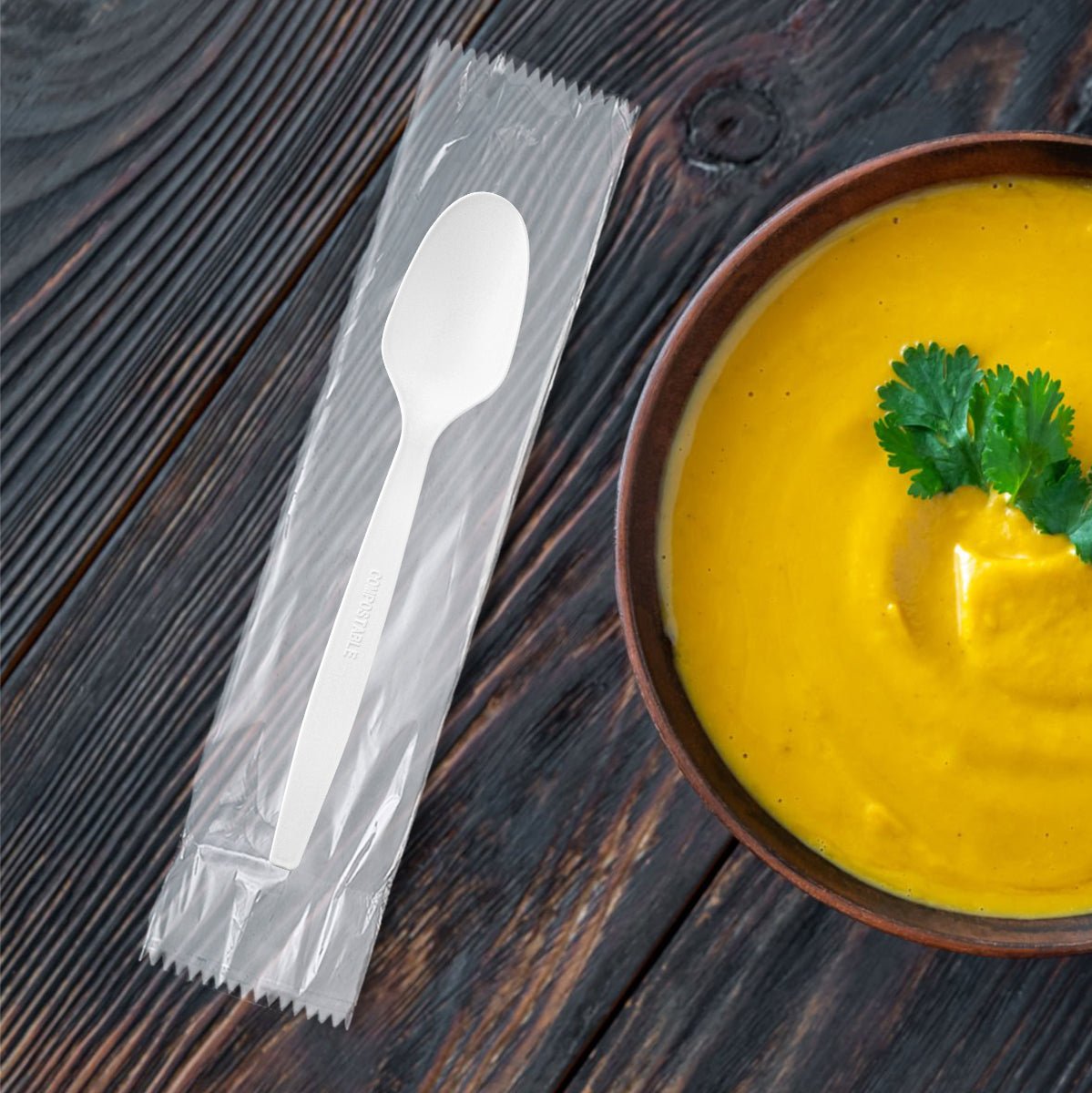 [500ct] PLA Heavy Weight Wrapped Tea Spoons | White - Biocean by Danube BlueBiocean