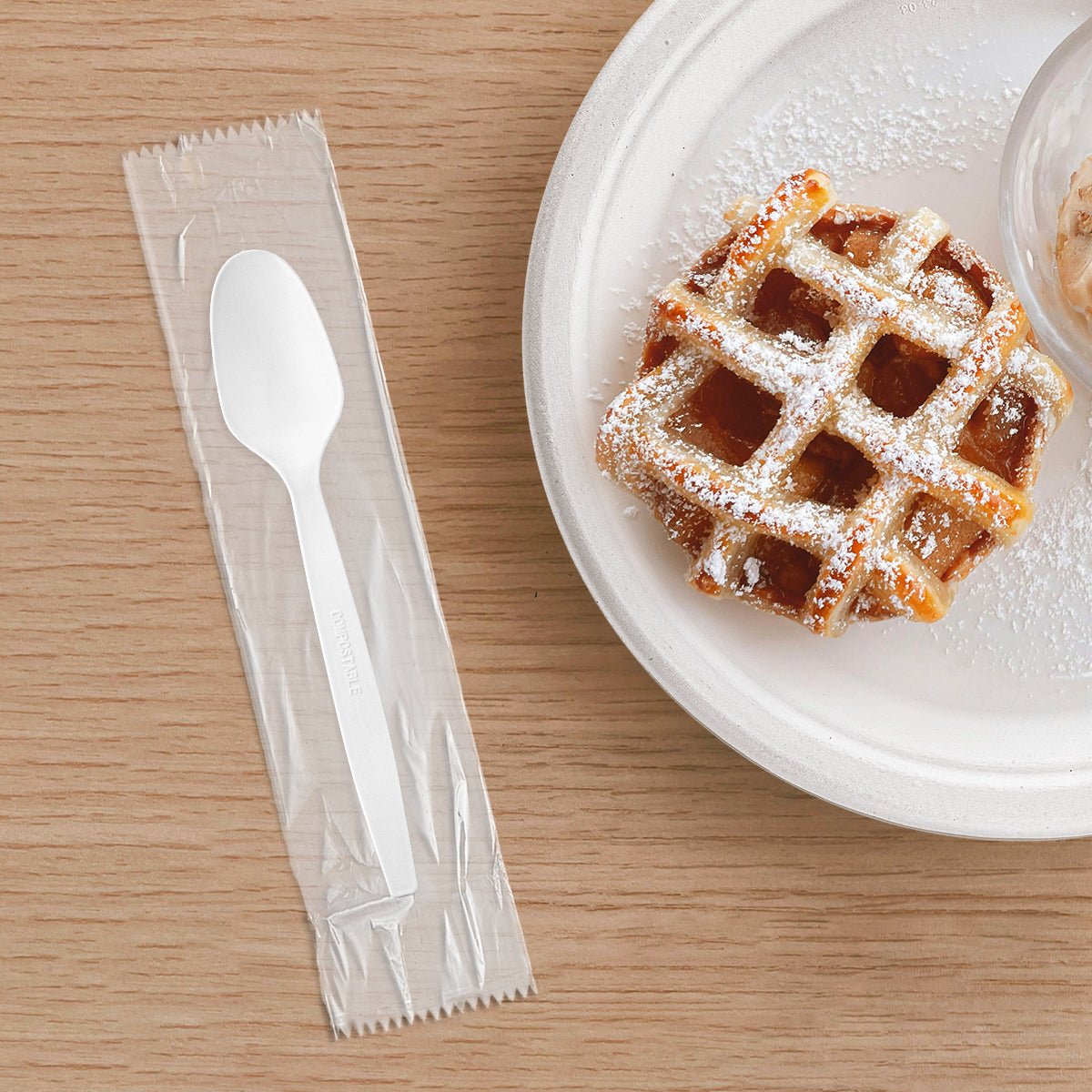 [500ct] PLA Heavy Weight Wrapped Tea Spoons | White - Biocean by Danube BlueBiocean