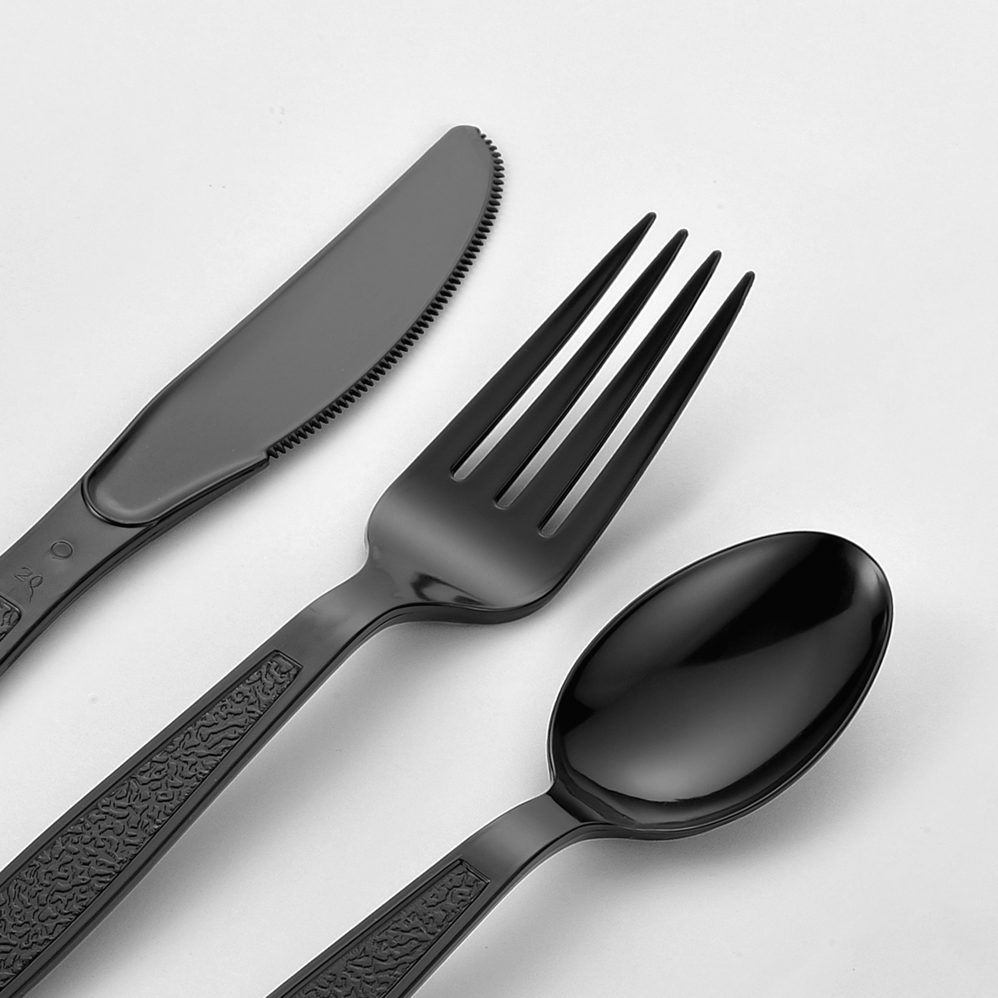 [500ct] PS Plastic Heavy Weight Cutlery Kits with Salt and Pepper | Black - Biocean by Danube BlueBiocean