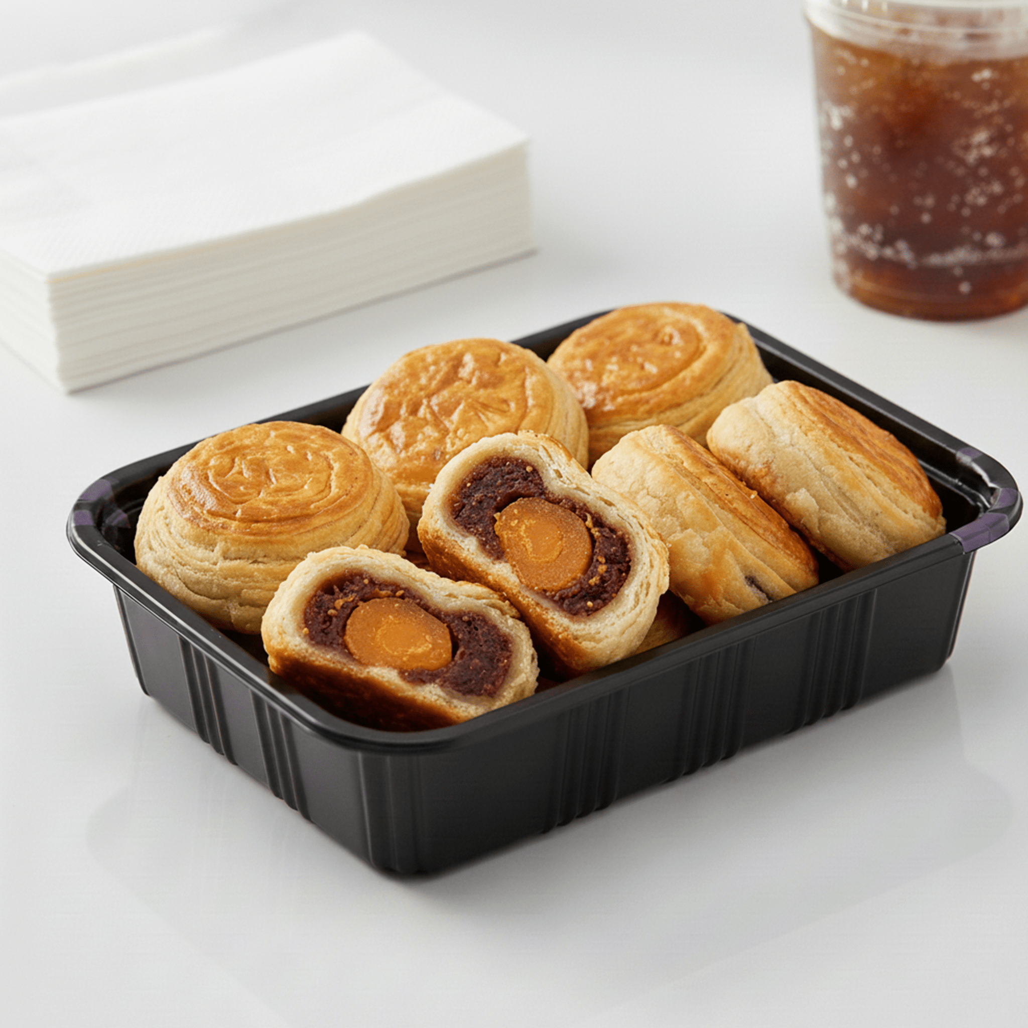 [550ct] 6 4/7" x 5" PS Plastic Rectangular Food Containers & Lids | Black - Biocean by Danube BlueBiocean