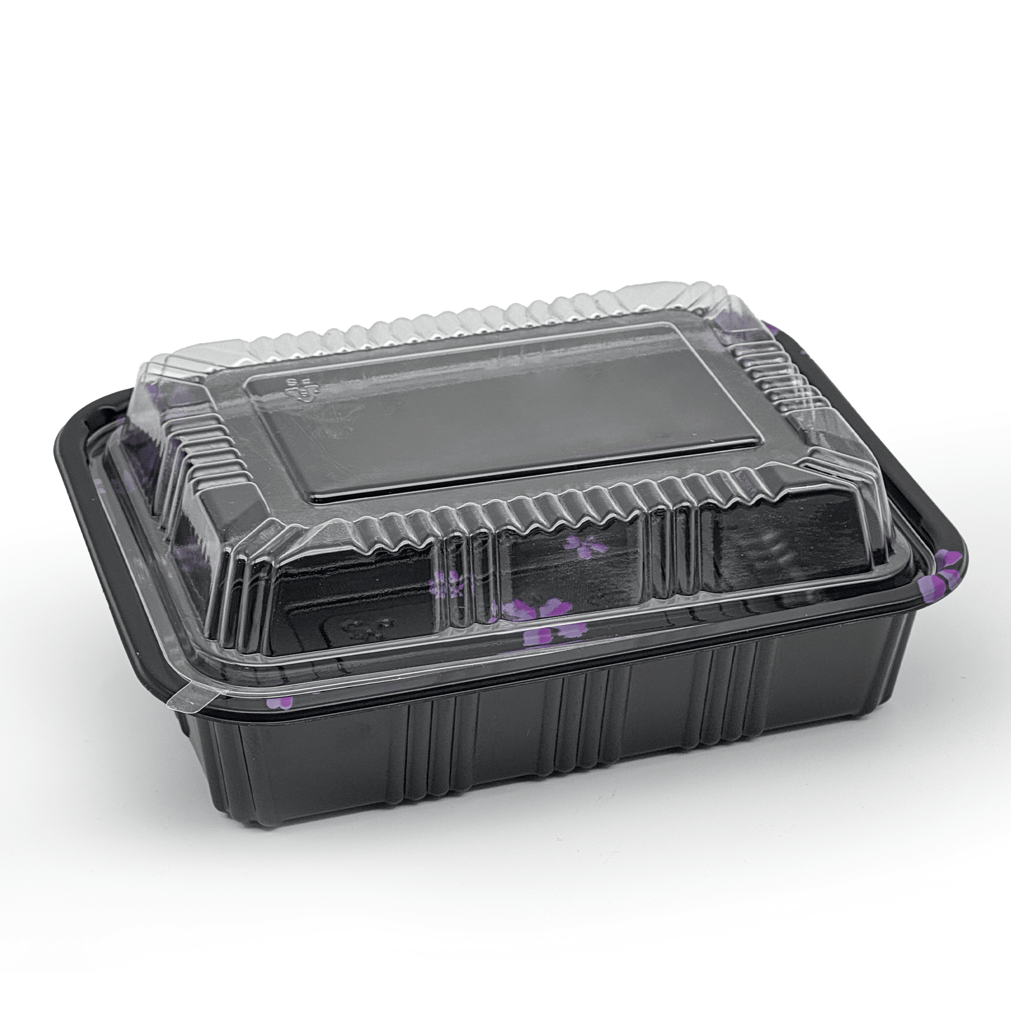 [550ct] 6 4/7" x 5" PS Plastic Rectangular Food Containers & Lids | Black - Biocean by Danube BlueBiocean