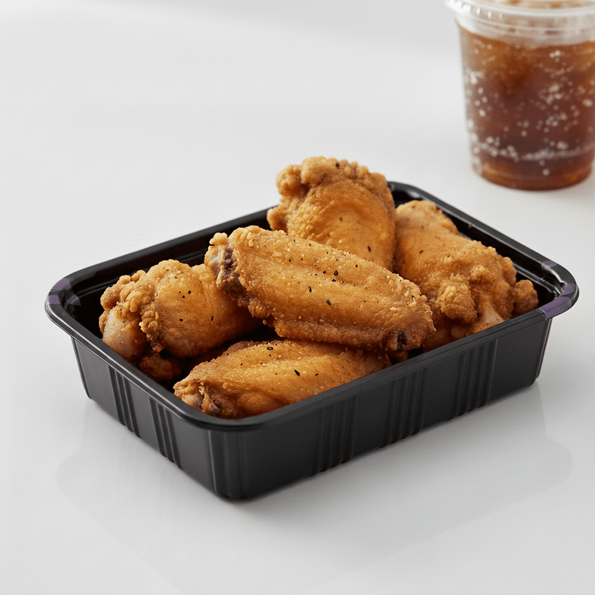 [550ct] 6 4/7" x 5" PS Plastic Rectangular Food Containers & Lids | Black - Biocean by Danube BlueBiocean