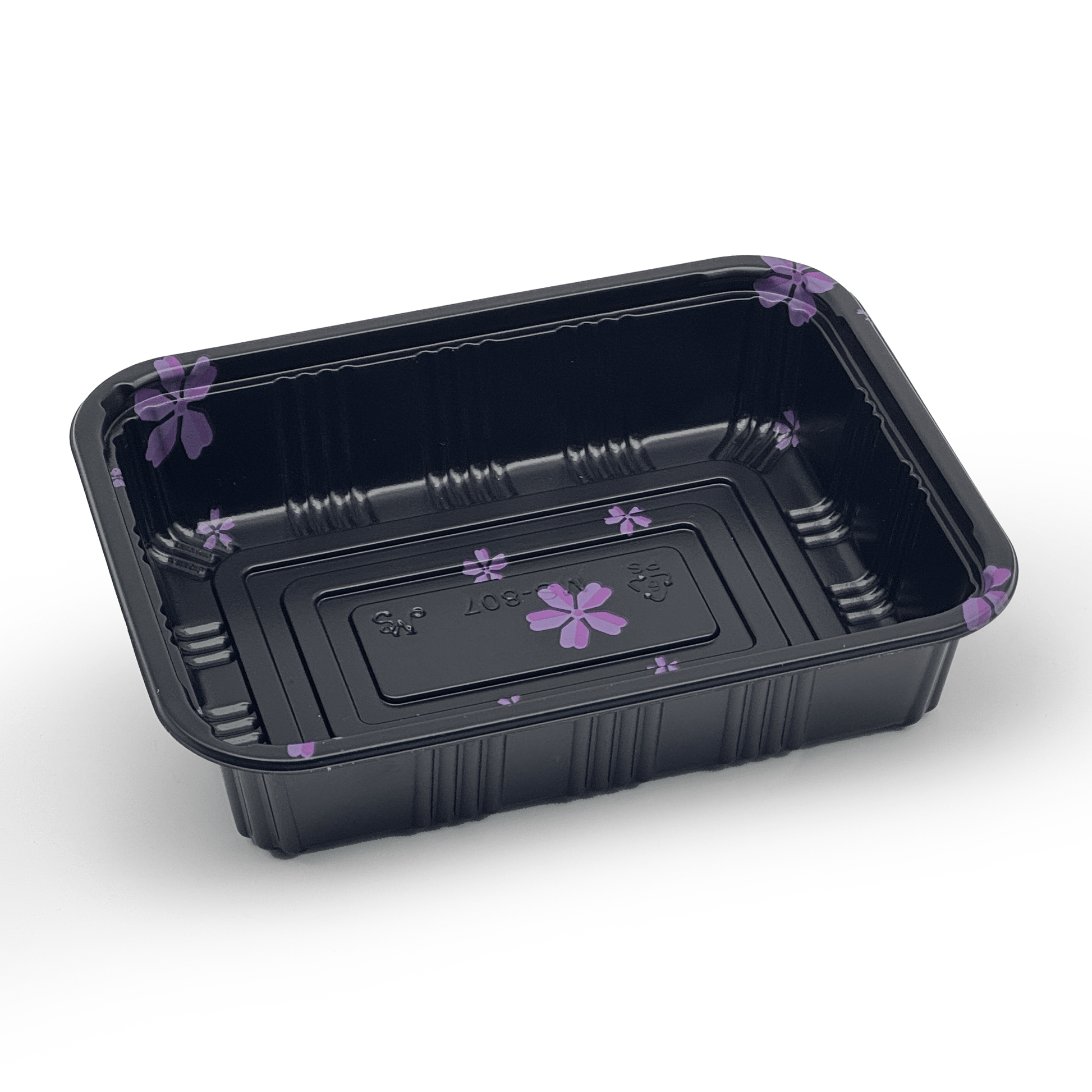 [550ct] 6 4/7" x 5" PS Plastic Rectangular Food Containers & Lids | Black - Biocean by Danube BlueBiocean