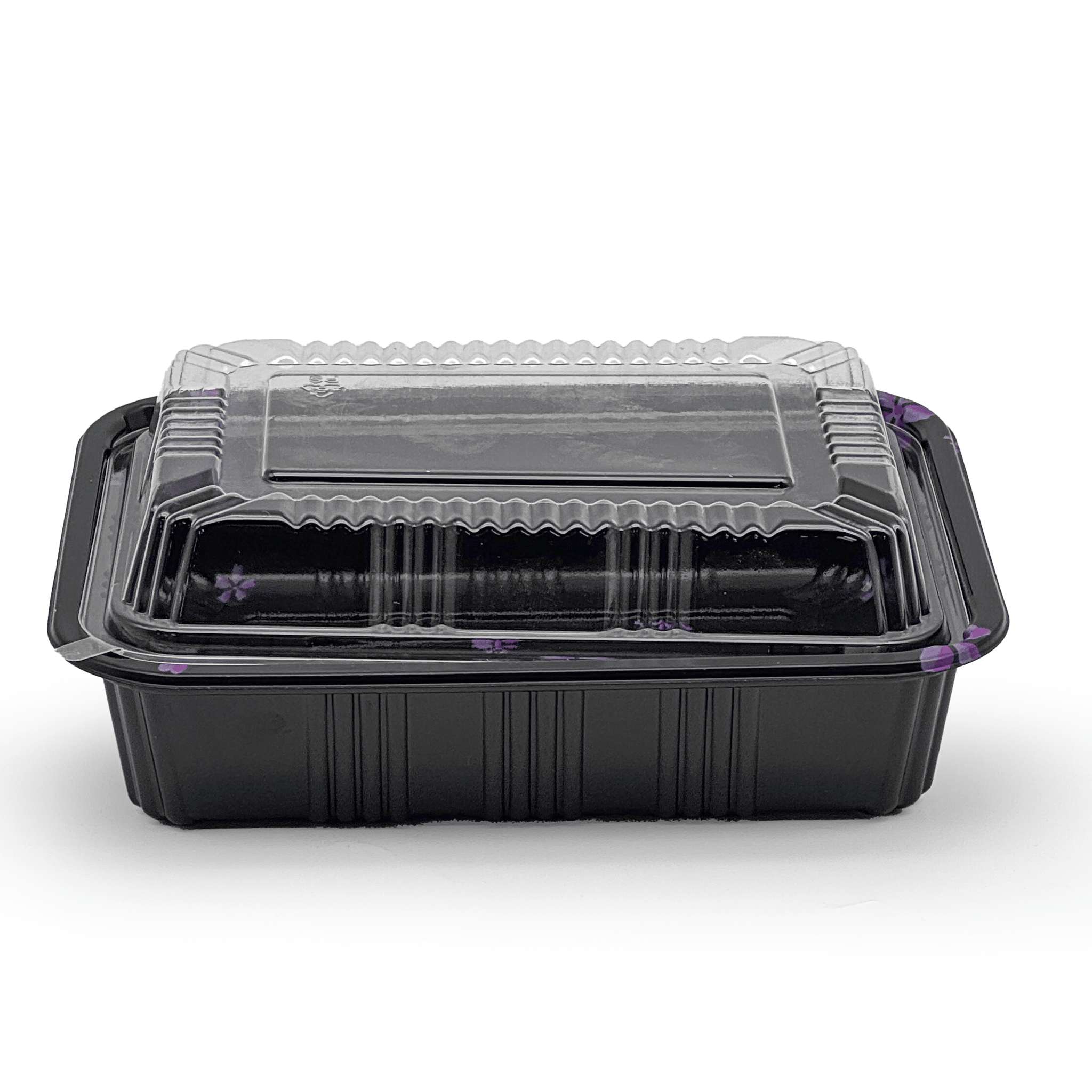 [550ct] 6 4/7" x 5" PS Plastic Rectangular Food Containers & Lids | Black - Biocean by Danube BlueBiocean