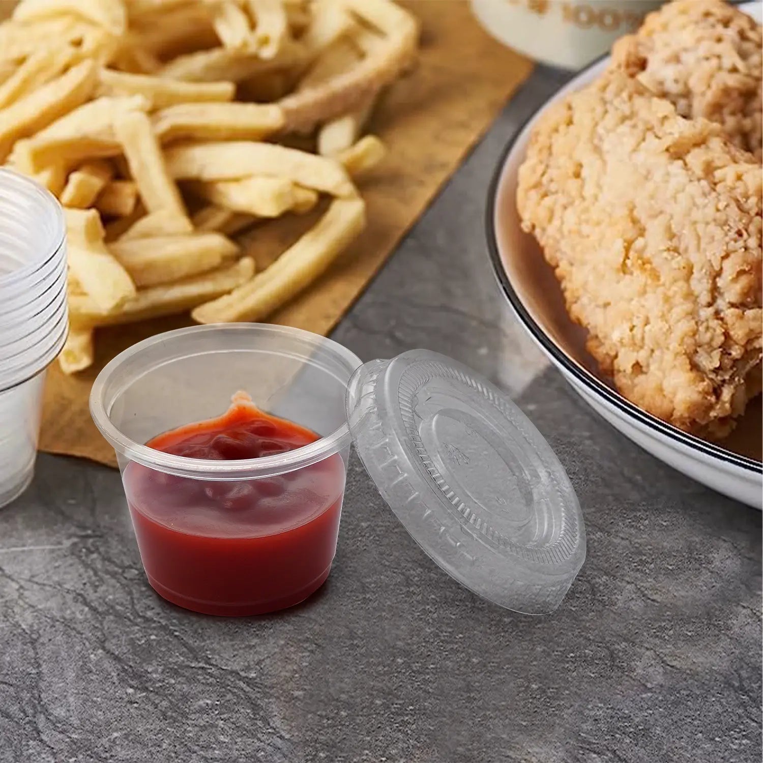 1oz PET Plastic Portion Cup Lids-2,500/Case