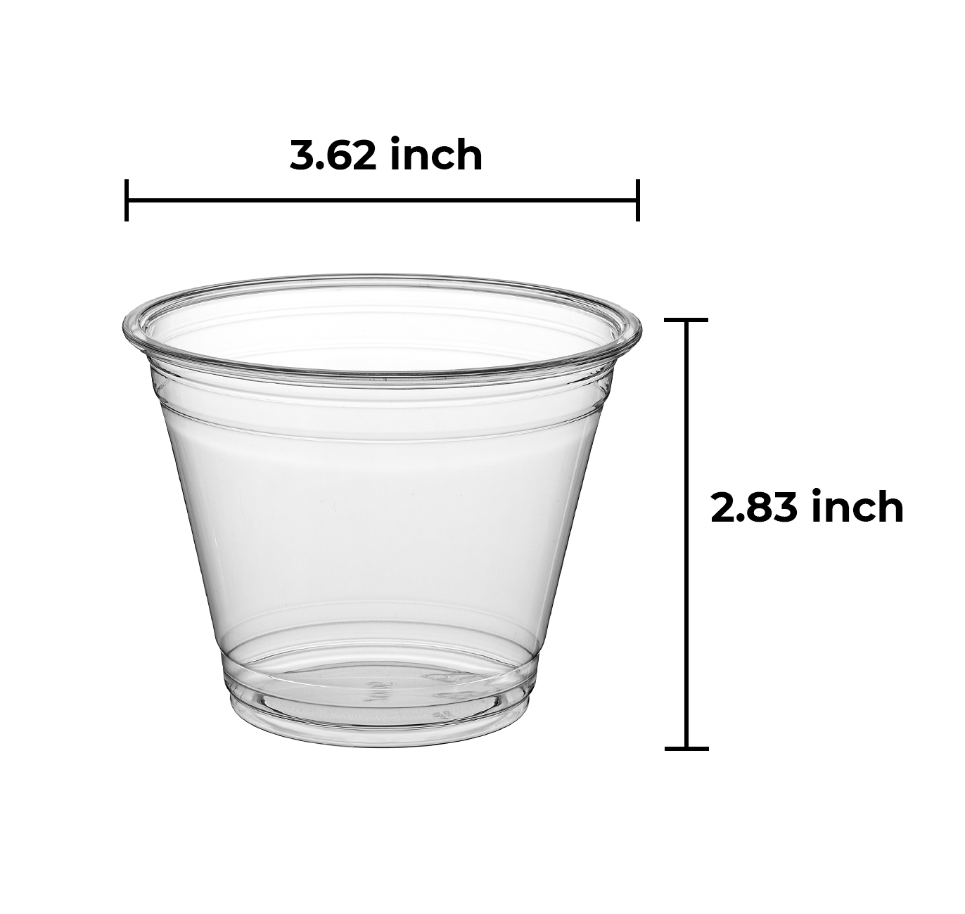 9 oz Clear PET Plastic Juice Cup with 92mm-1,000/Case