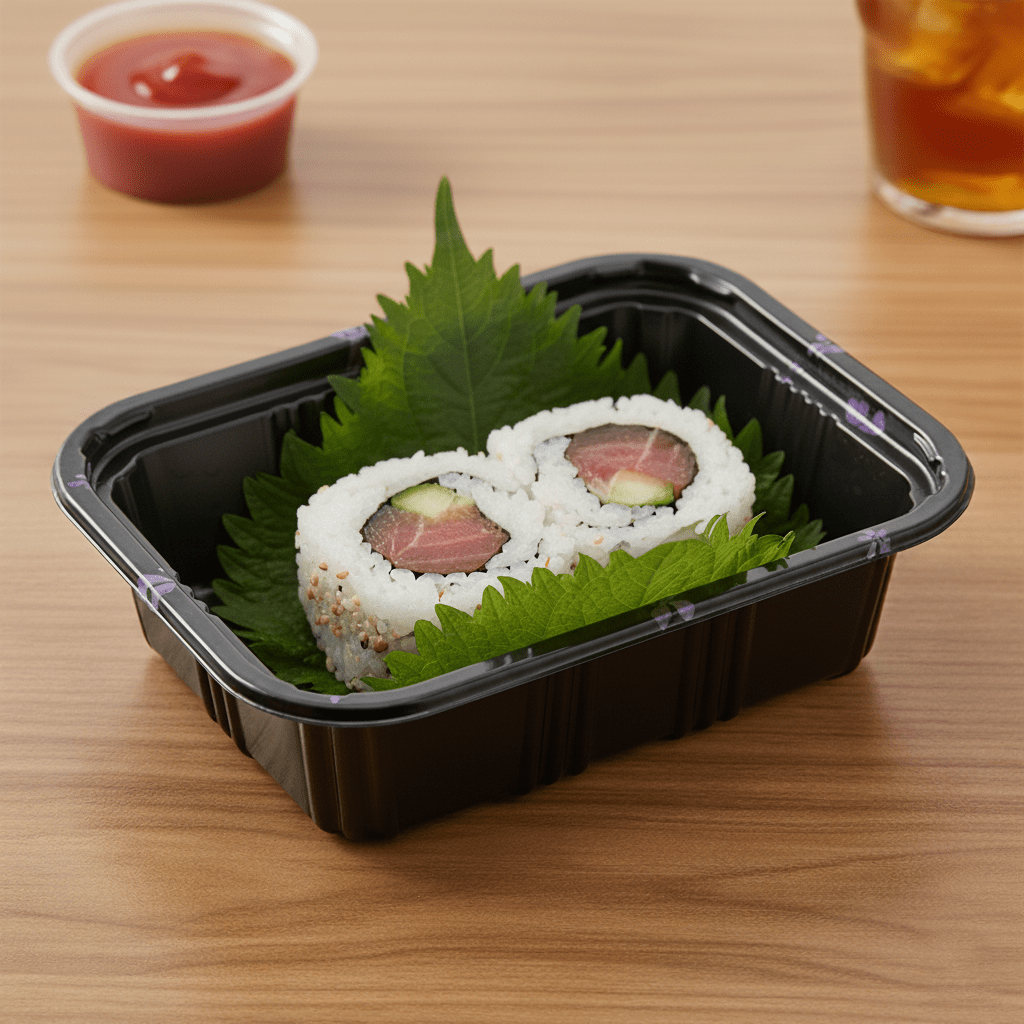 [600ct] 5 1/2" x 4 1/3" PS Plastic Rectangular Food Containers & Lids | Black - Biocean by Danube BlueBiocean