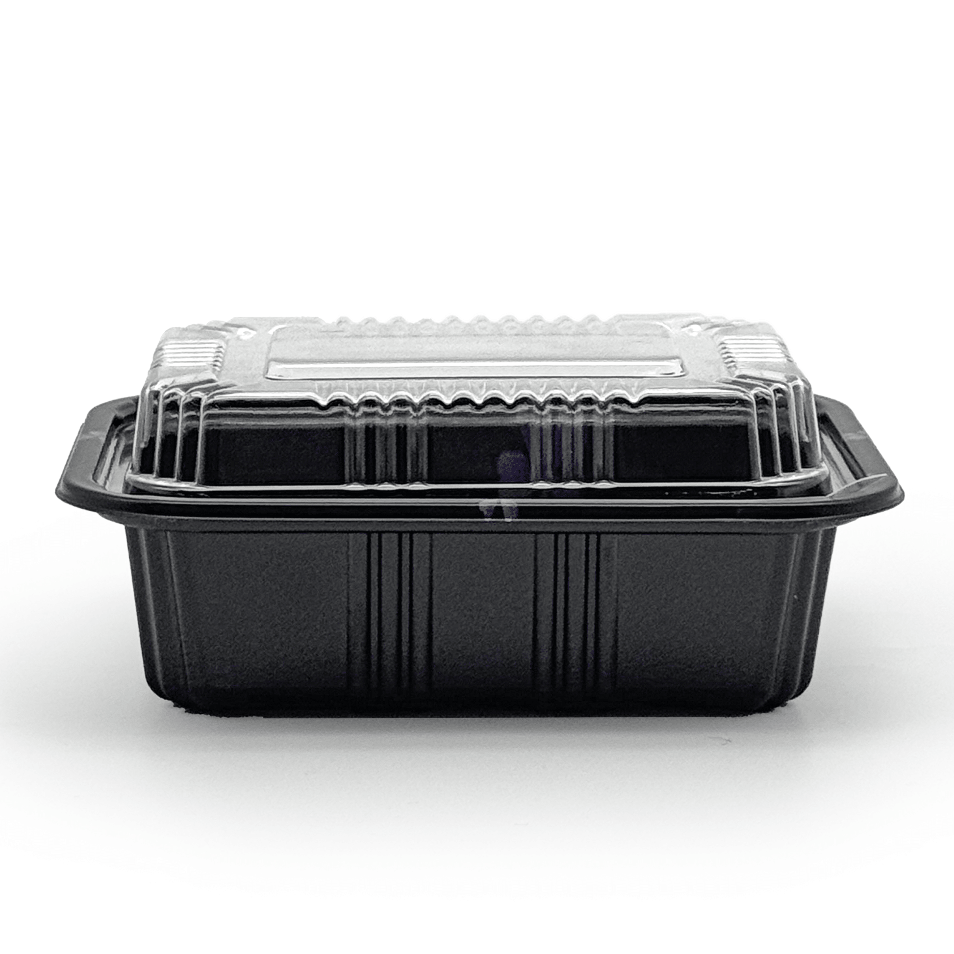 [600ct] 5 1/2" x 4 1/3" PS Plastic Rectangular Food Containers & Lids | Black - Biocean by Danube BlueBiocean