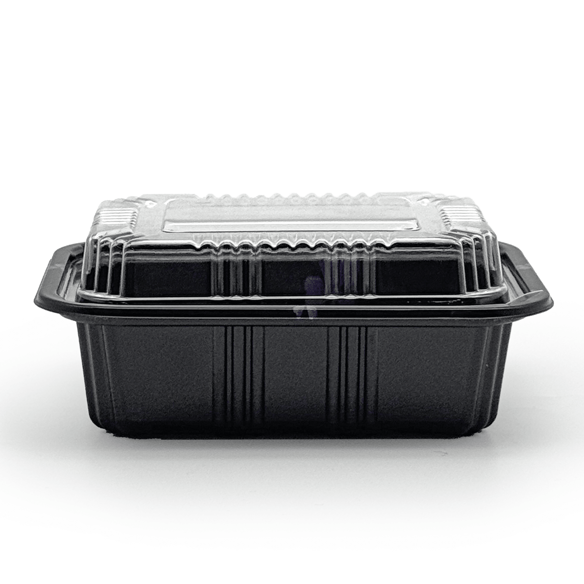 [600ct] 5 1/2" x 4 1/3" PS Plastic Rectangular Food Containers & Lids | Black - Biocean by Danube BlueBiocean