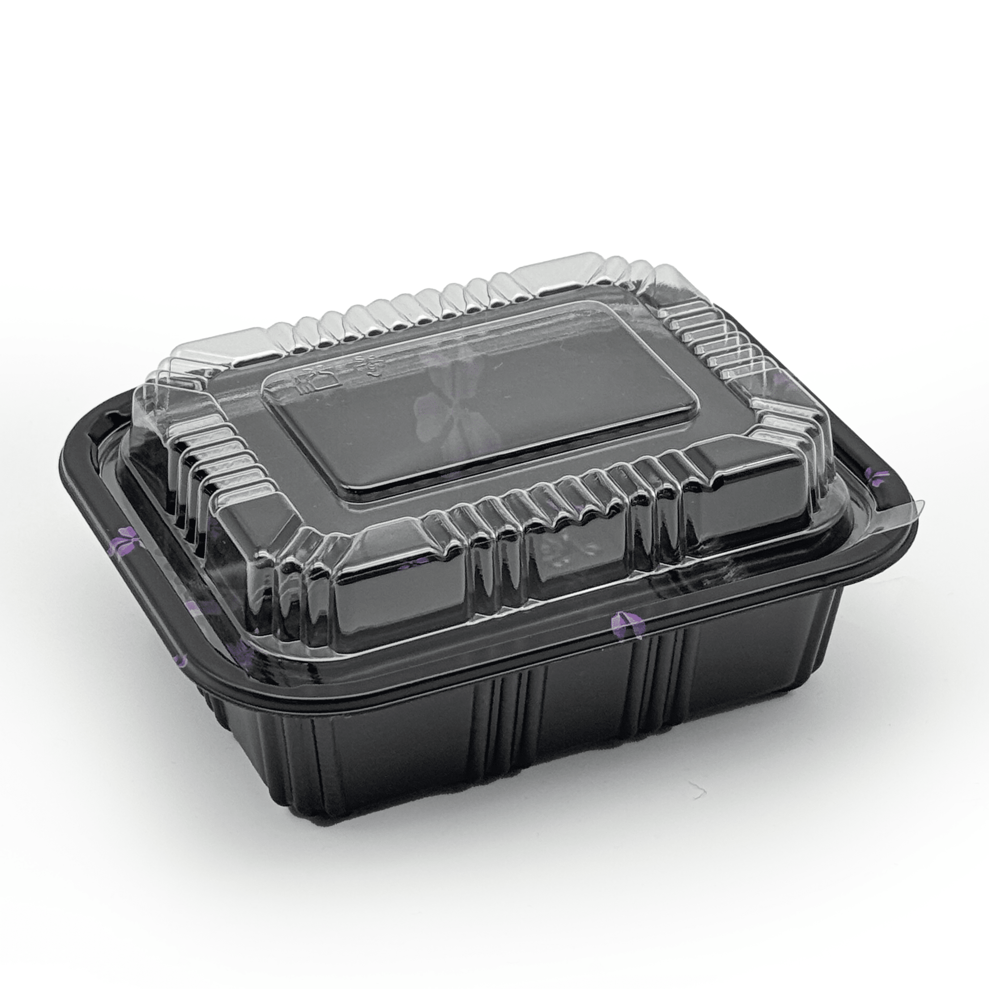 [600ct] 5 1/2" x 4 1/3" PS Plastic Rectangular Food Containers & Lids | Black - Biocean by Danube BlueBiocean