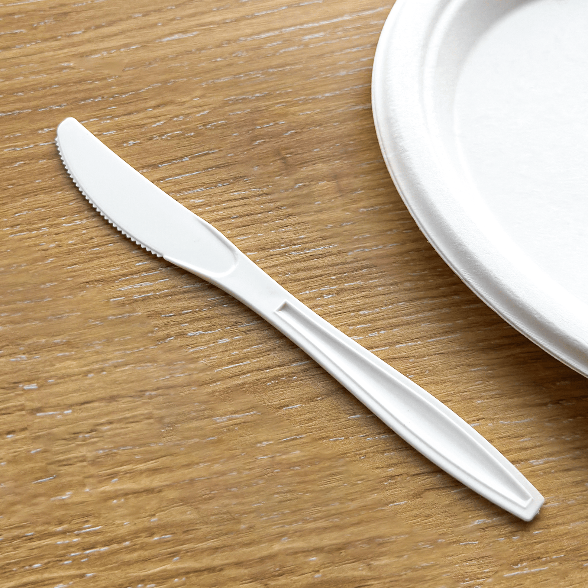 [600ct] PS Plastic Heavy Weight Knives | White - Biocean by Danube BlueBiocean