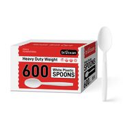 [600ct] PS Plastic Heavy Weight Tea Spoons | White - Biocean by Danube BlueBiocean