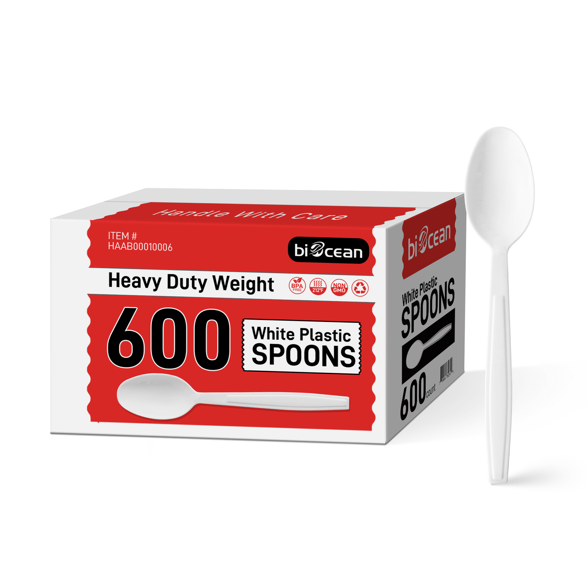 [600ct] PS Plastic Heavy Weight Tea Spoons | White - Biocean by Danube BlueBiocean