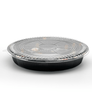 [60ct] 13" PET Sushi Tray with Lid | Round | Black - Biocean by Danube BlueBiocean