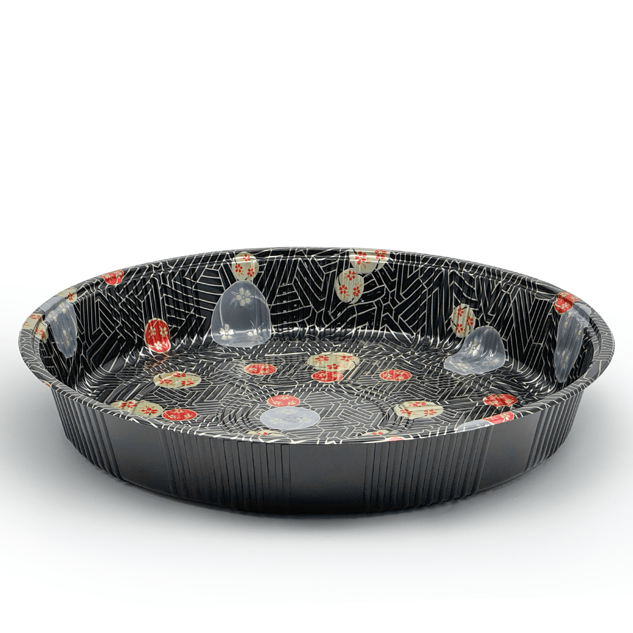 [60ct] 13" PET Sushi Tray with Lid | Round | Black - Biocean by Danube BlueBiocean