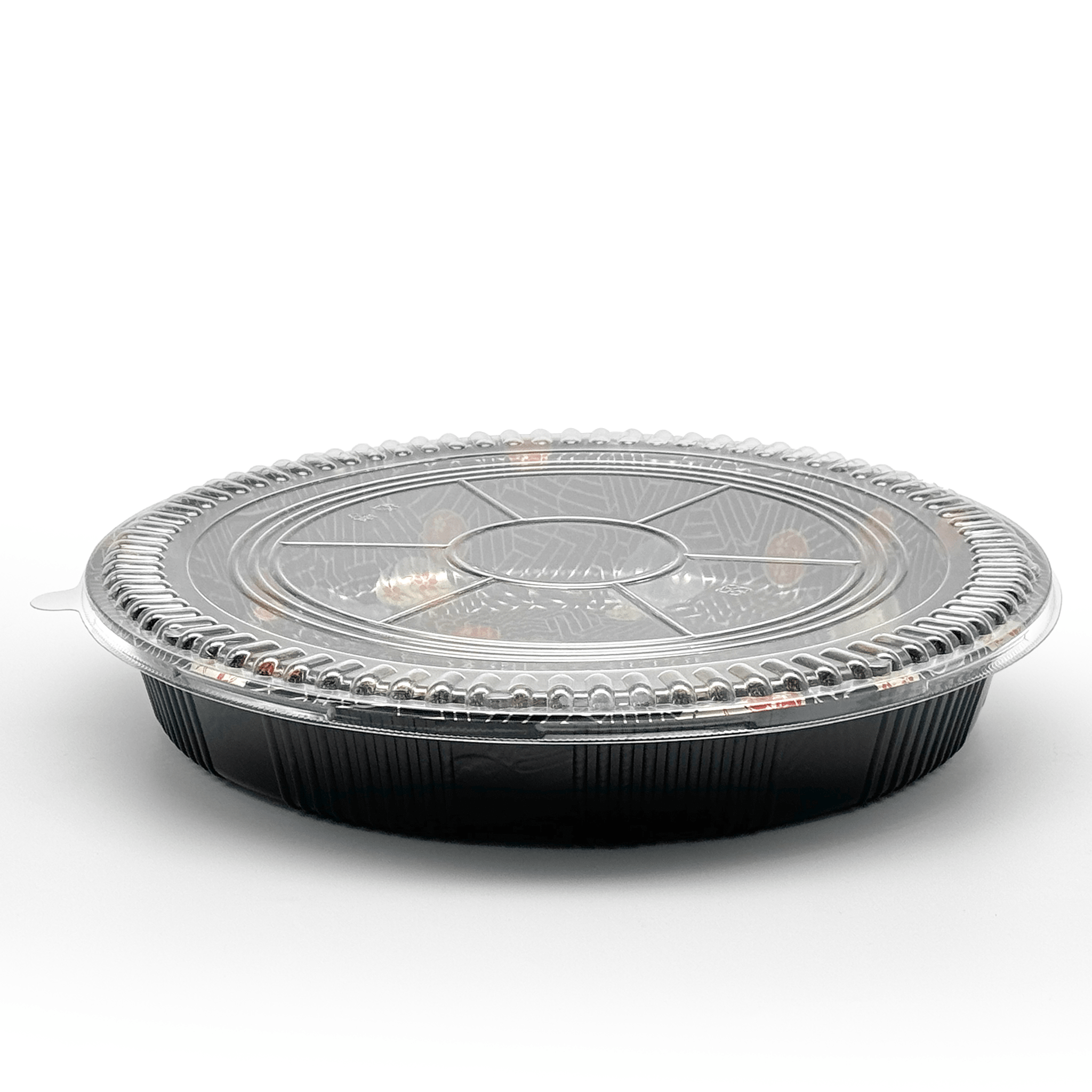 [60ct] 14.8" PET Sushi Tray with Lid | Round | Black - Biocean by Danube BlueBiocean