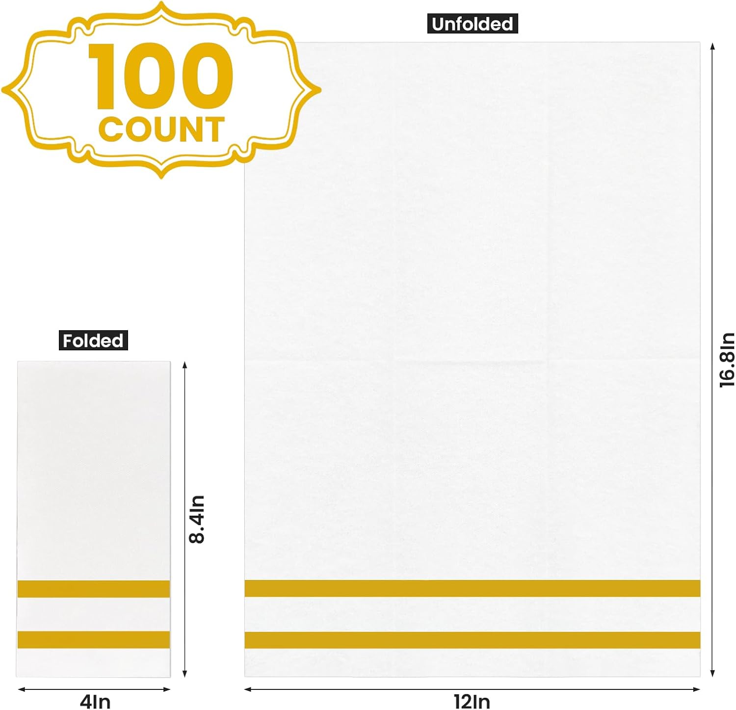 12"x16.8" Gold Striped Airlaid Napkins-2,000/Case