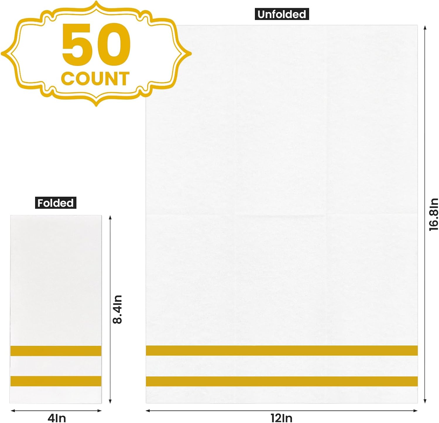 12"x16.8" Gold Striped Airlaid Napkins-2,000/Case