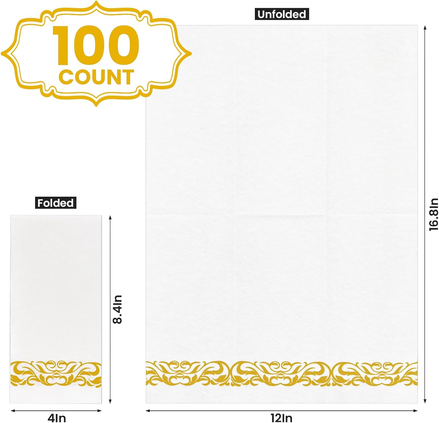 12"x16.8" Golden Embossed Airlaid Napkins-2,000/Case
